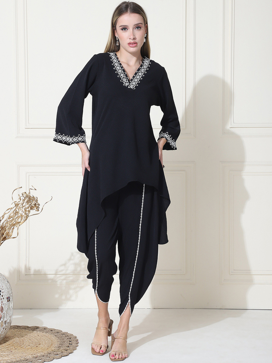 KELIN Rubia Women Solid Fusion Kurti with Dhoti Pant