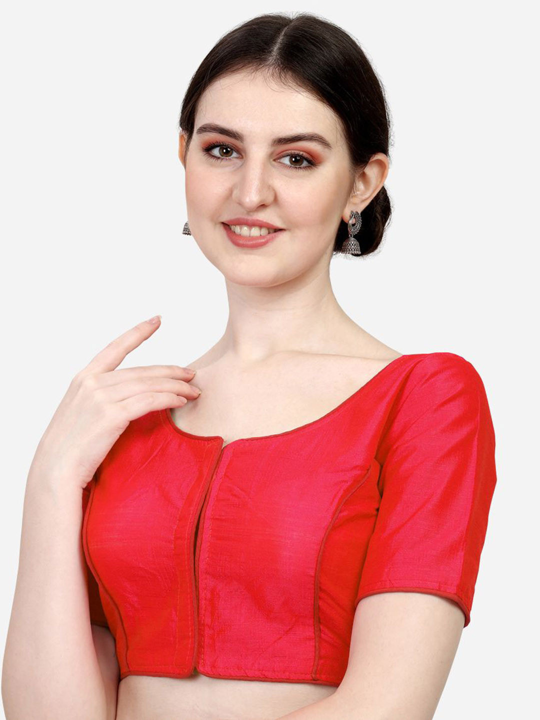 HERE&NOW Soft Silk Round Neck Readymade Saree Blouse