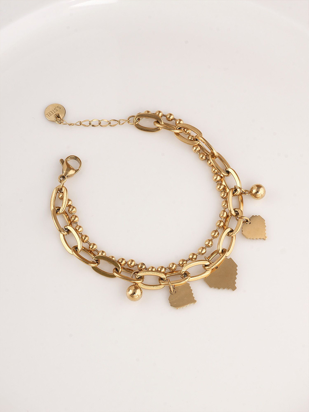 PALMONAS Women Gold-Plated Stainless Steel Incandescent Tangle Wraparound Bracelet