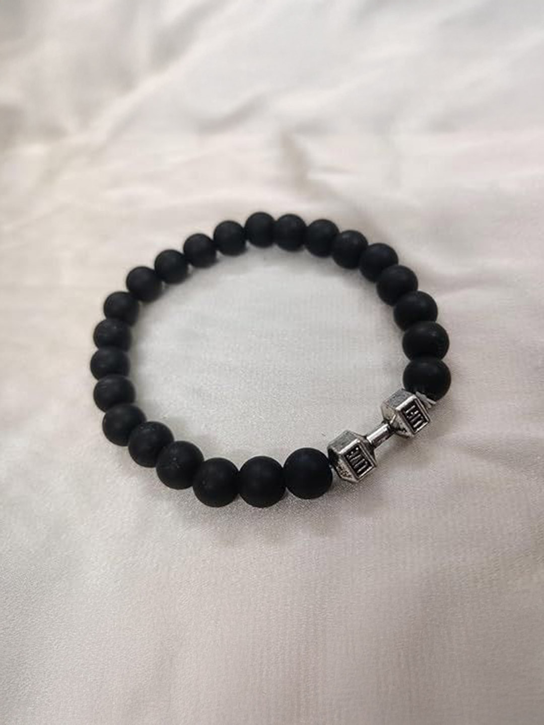 Lovemi Movements Men Artificial Beaded Dumbbell Charm Bracelet