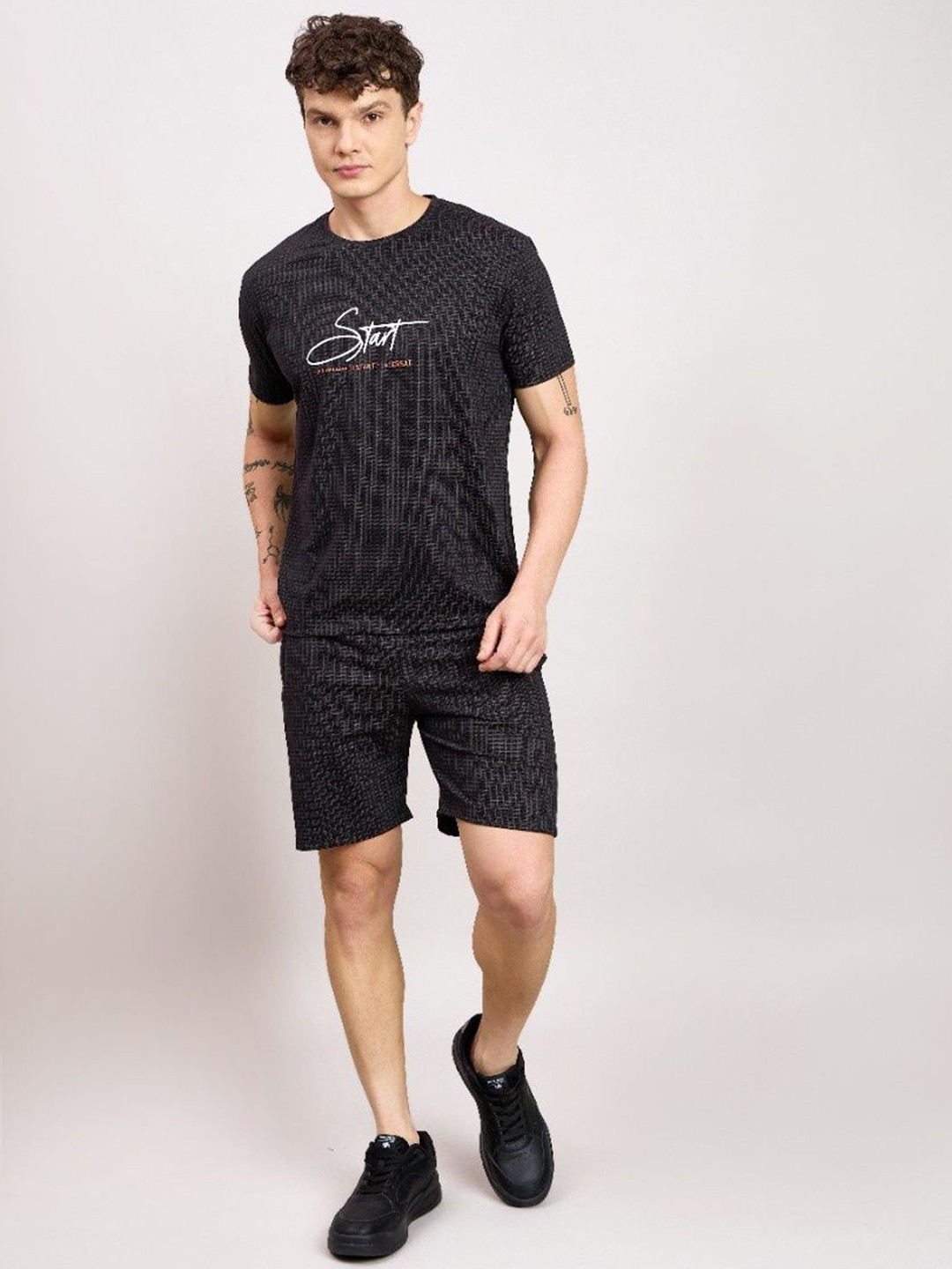 ARRAY Checked Pure Cotton T-Shirt & Shorts Co-Ords