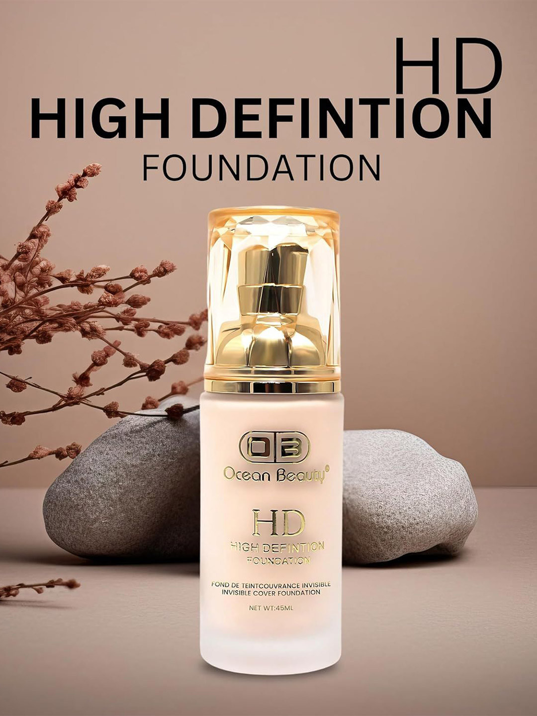 OB Ocean Beauty HD High Definition Invisible Cover Foundation 45 ml - Shade 104