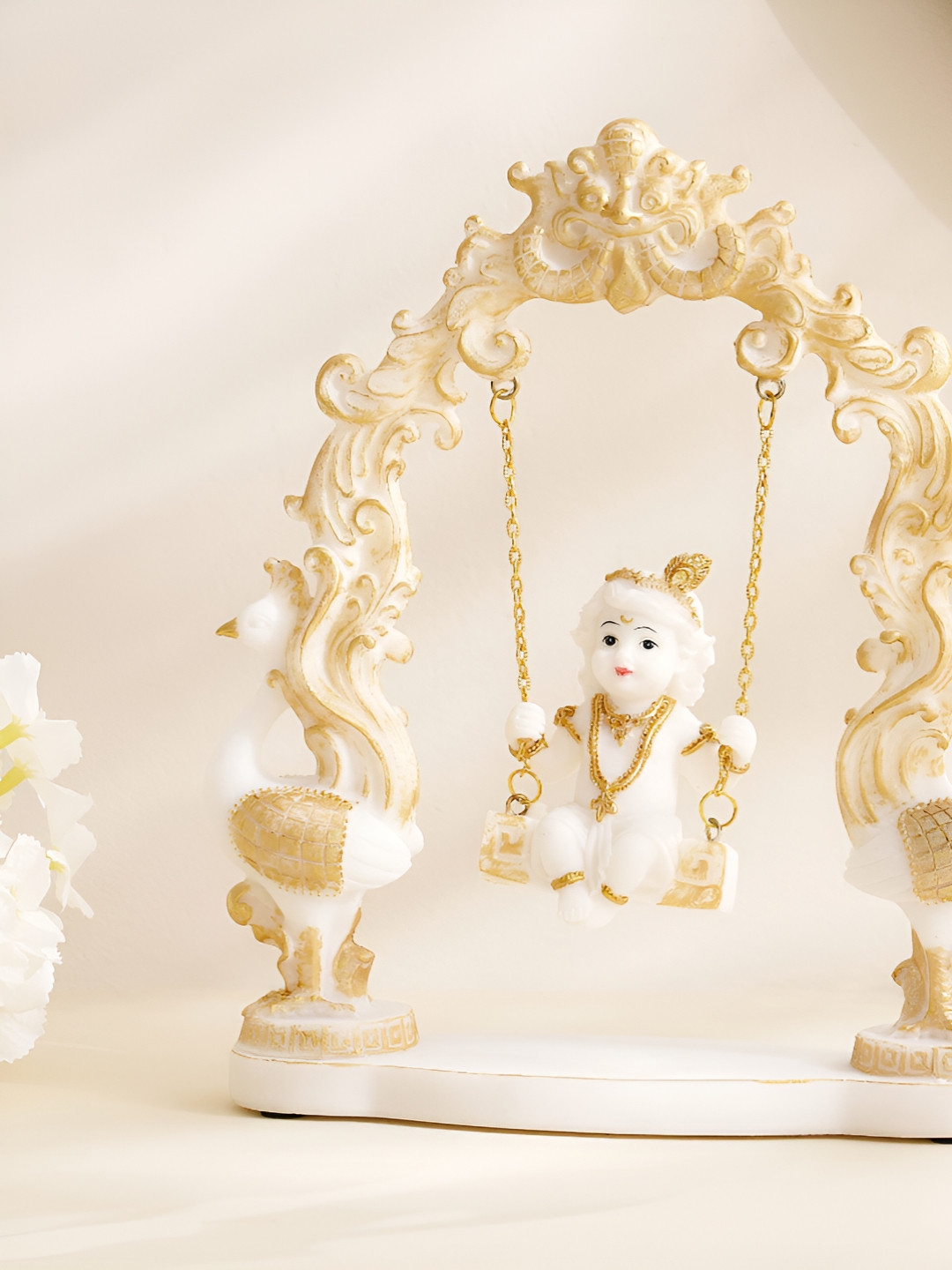 Home Centre Dhayana White Polyresin Religious Krishna Showpiece