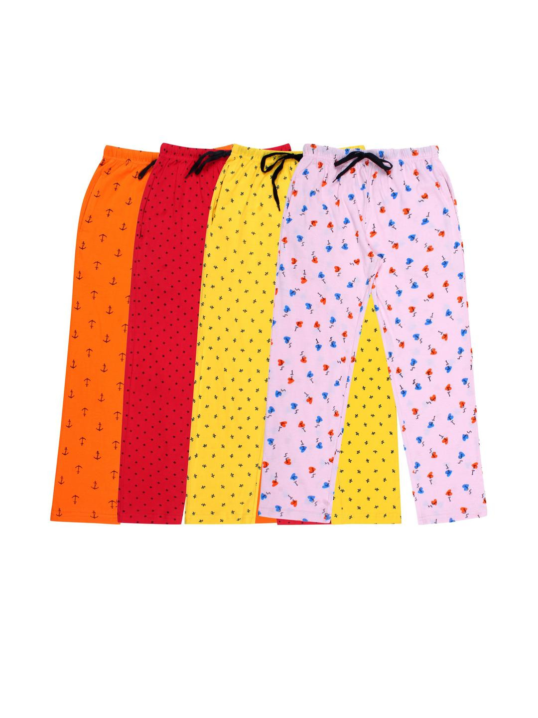 Fasha Girls multi-colour Cotton Pyjamas combo of 4