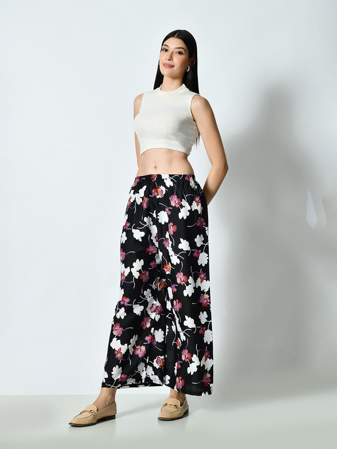 BAESD Women Floral Printed Flared Slip-On Ethnic Palazzos