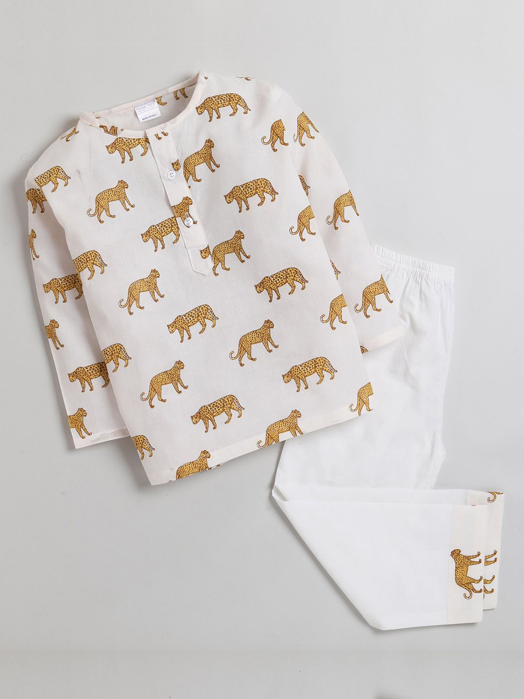 Polka Tots Boys Animal Printed Cotton Kurta with Pyjama