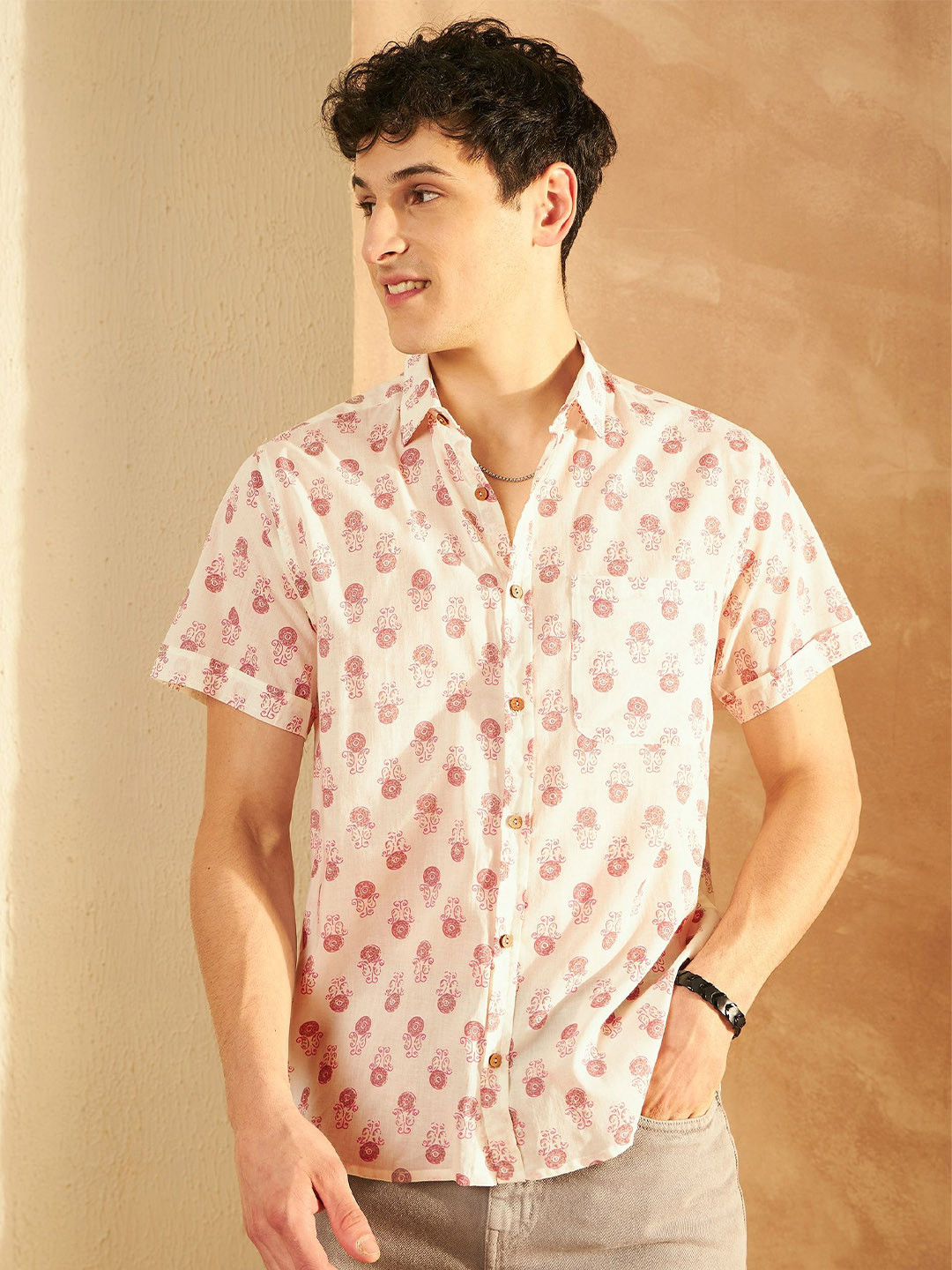 DENNISON Men Hand Block Printed Casual Shirt