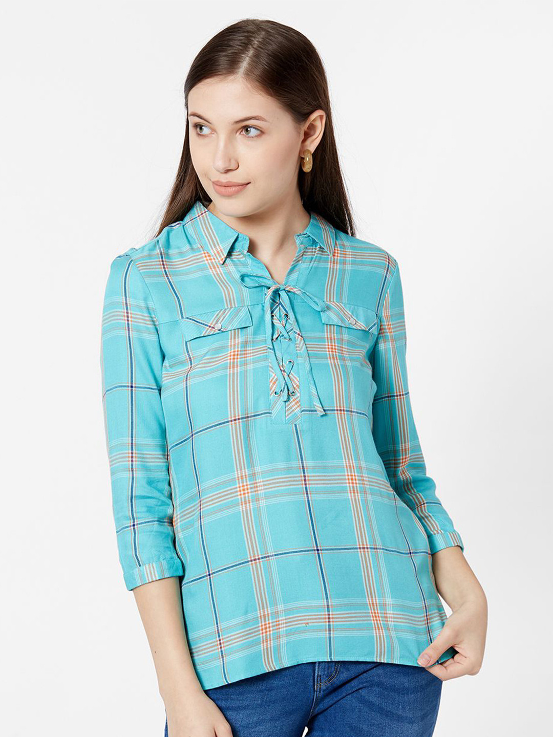 Kraus Jeans Women Checked Shirt Style Top