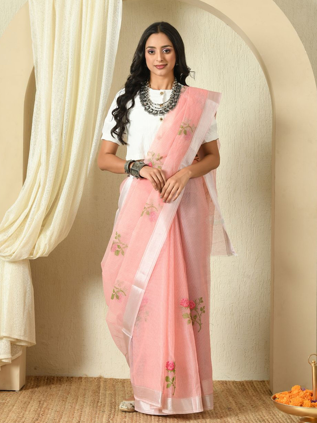 365 WINKS Woven Design Zari Pure Cotton Kota Saree
