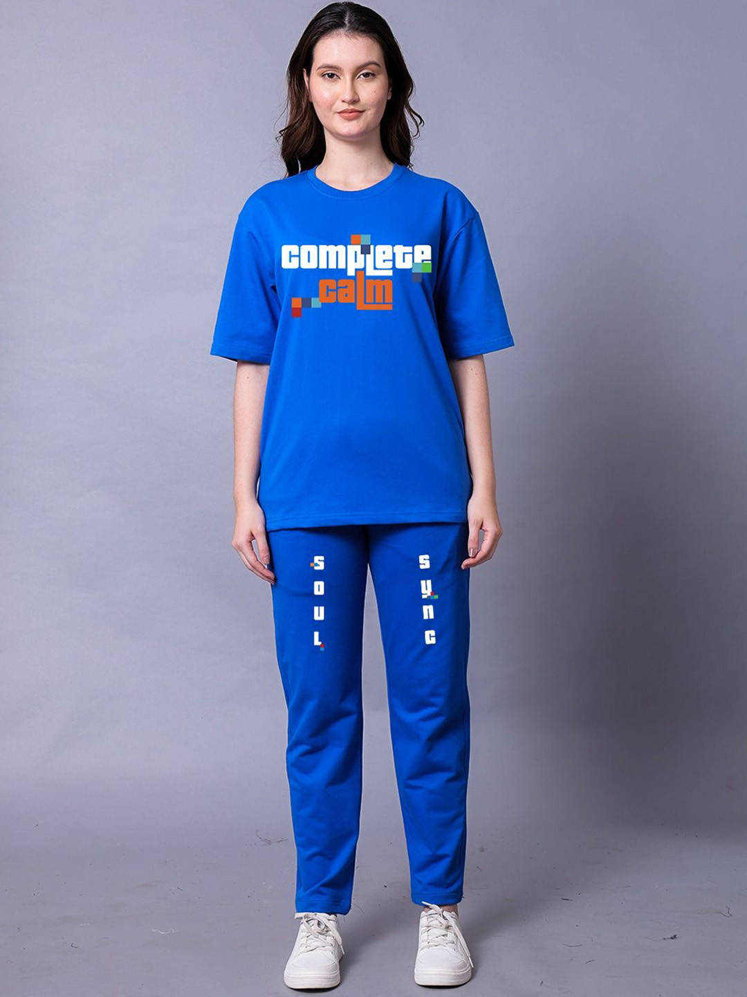 Lazy Lush Complete Calm Printed T-Shirt & Track Pant Co-Ords Set