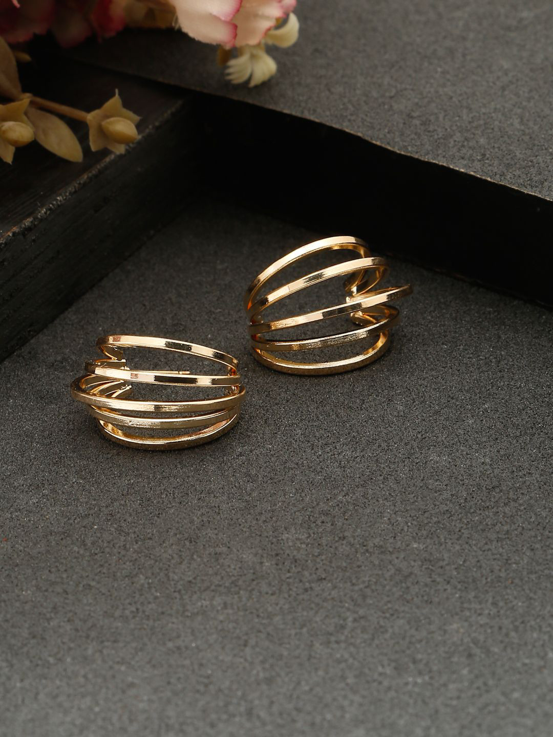 Stoln Gold Plated Contemporary Half Hoop Earrings