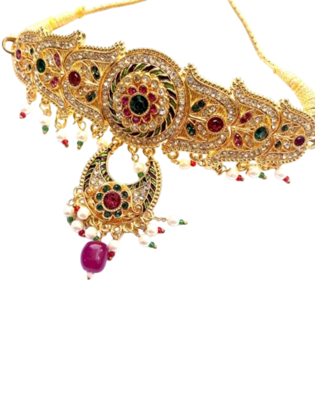 NIKYANKA Gold-Plated Stone-Studded Armlet Bracelet