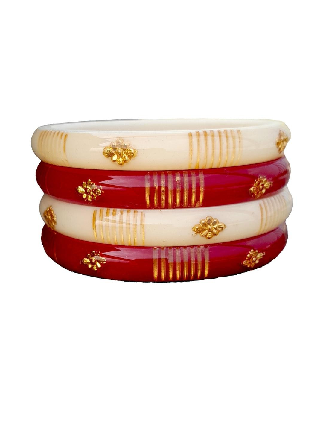 BOVZEN Women Red & White Bangles Set