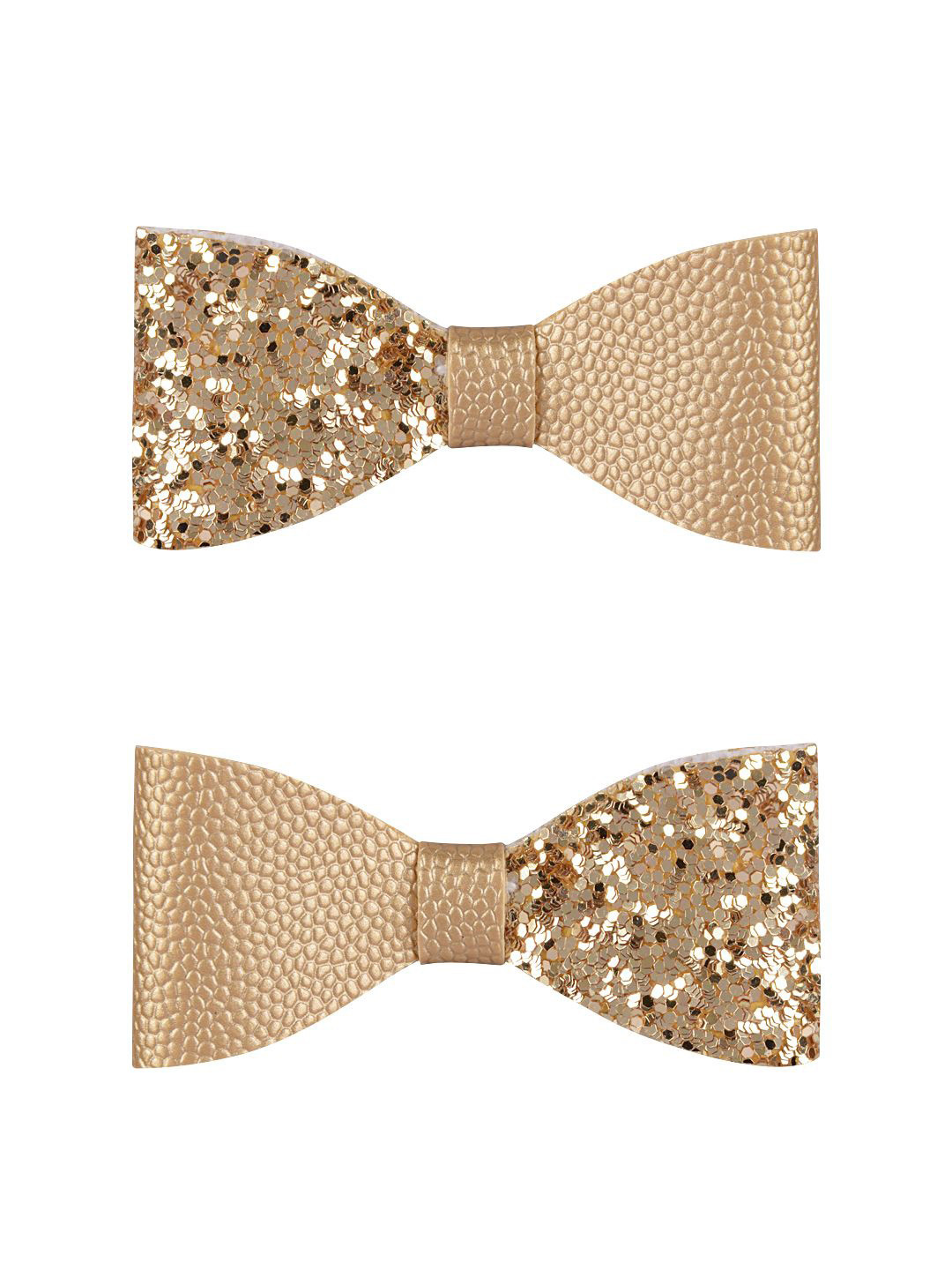 Aye Candy Girls Set Of 2 Gold Slider Bow on Aligator Clip