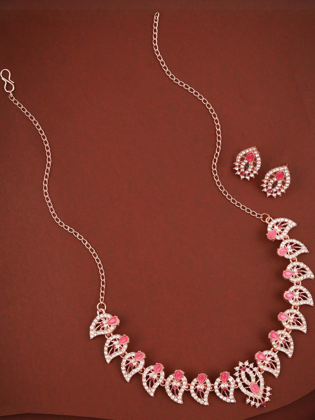 Anouk Pink Rose Gold-Plated Necklace & Earrings