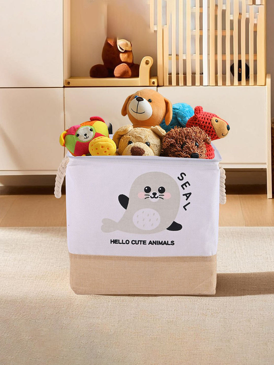 Aura White & Beige Foldable & Collapsible Storage Box