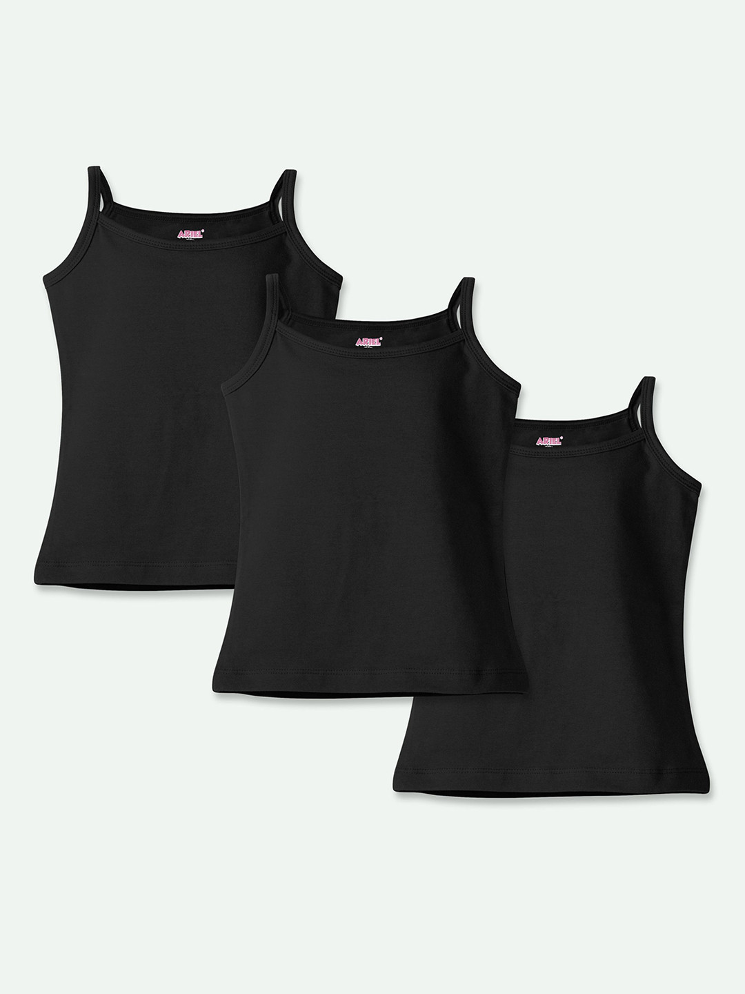 Ariel Girls Lyra Cotton Soild Pattern Non Paded Camisoles Assorted Pack of 3