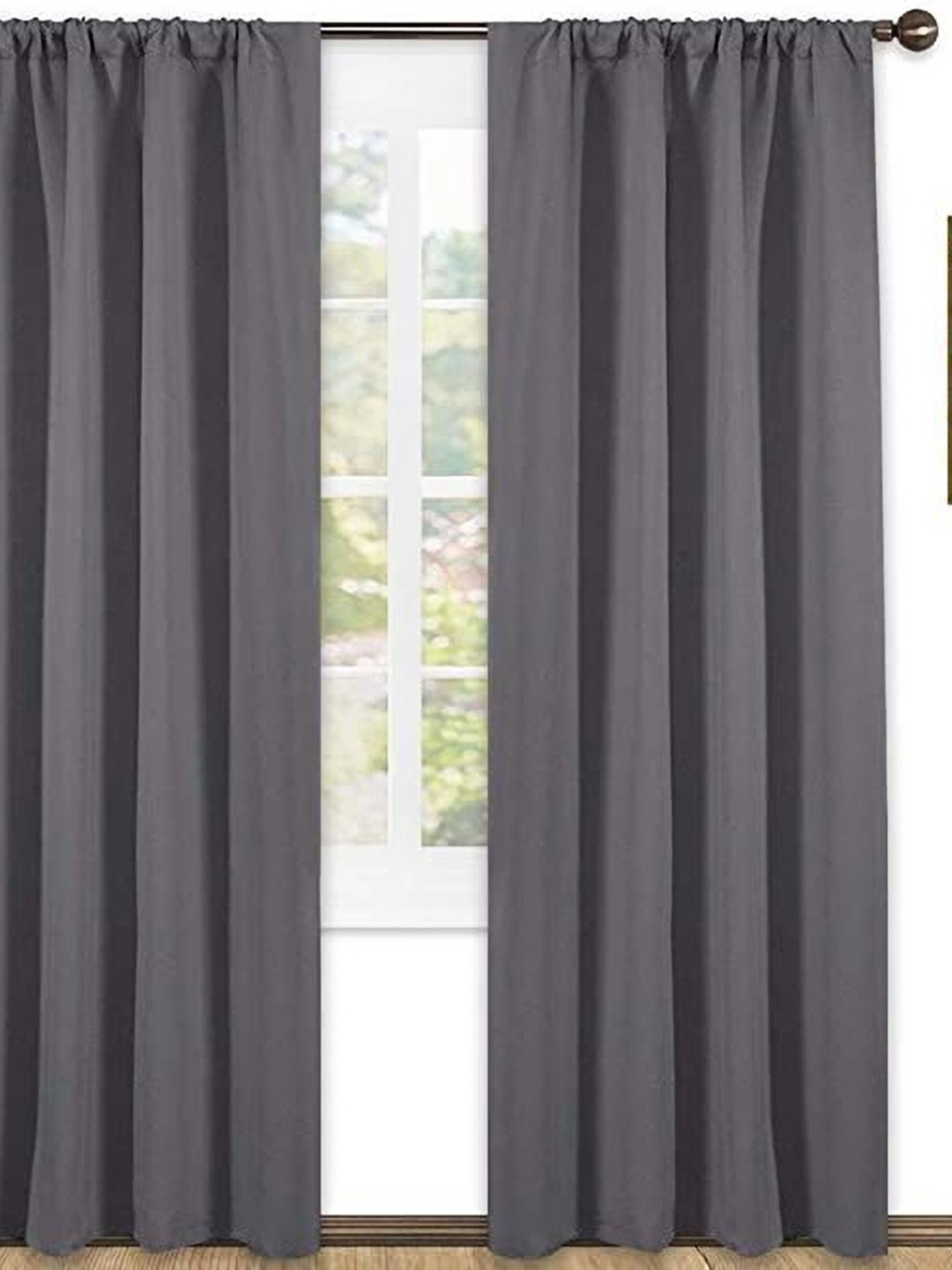 Parda Online Grey 4 Pieces Black Out Long Door Curtains