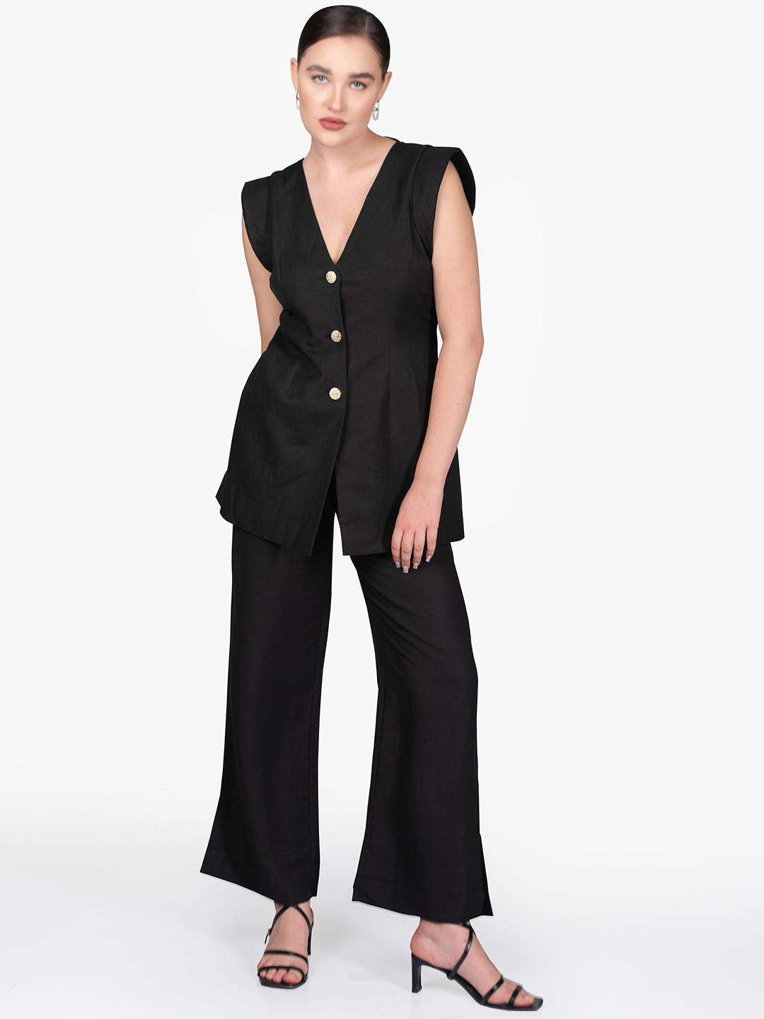 ROOH by SHIVANI V-Neck Waistcoat & Trousers Co-Ords Set