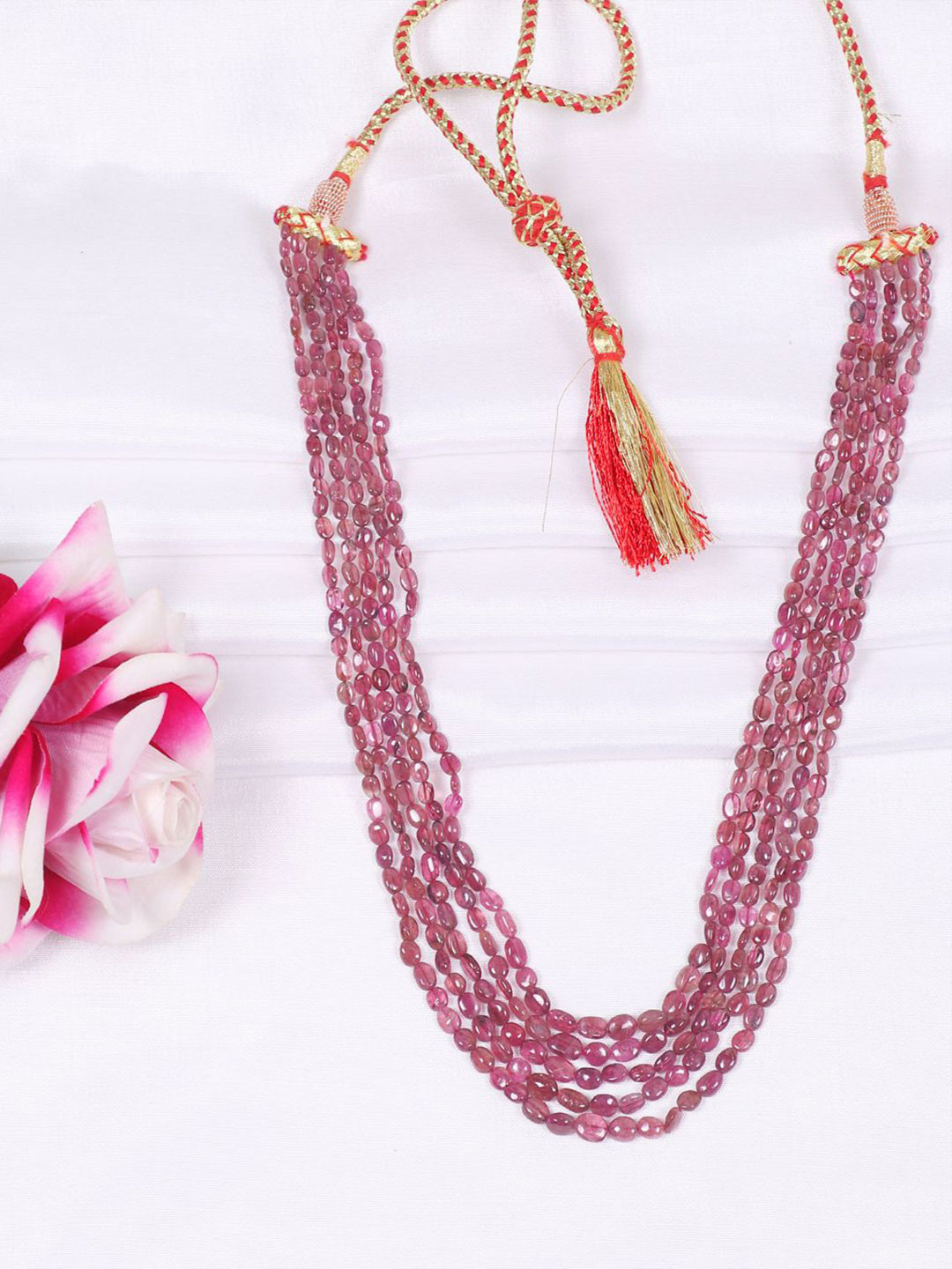 Raj Gems Natural Tourmaline Gemstone Oval Beads Necklace