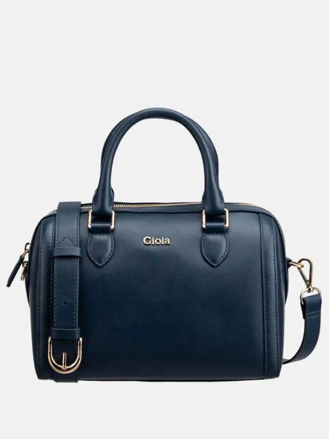 GIOIA Women Navy Leather Audrey Grab Top Handle Bag