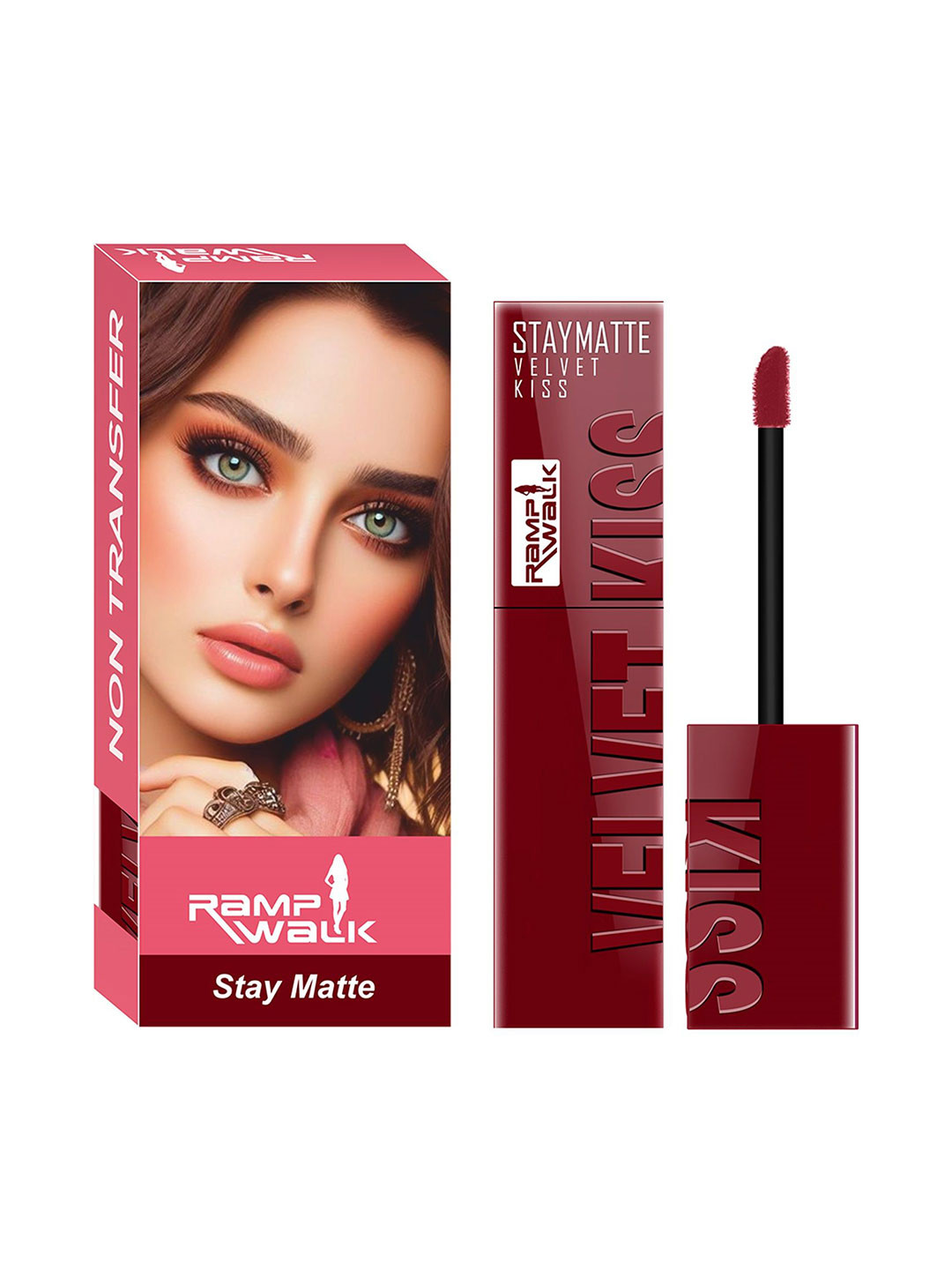Ramp Walk Velvet Kiss Non-Transfer Long Lasting Liquid Lipstick- 3.5 ml- Bright Maroon- 09