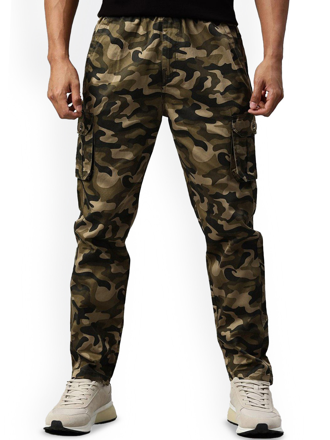 RareWeaves Women Printed Camouflage Cargo Trousers