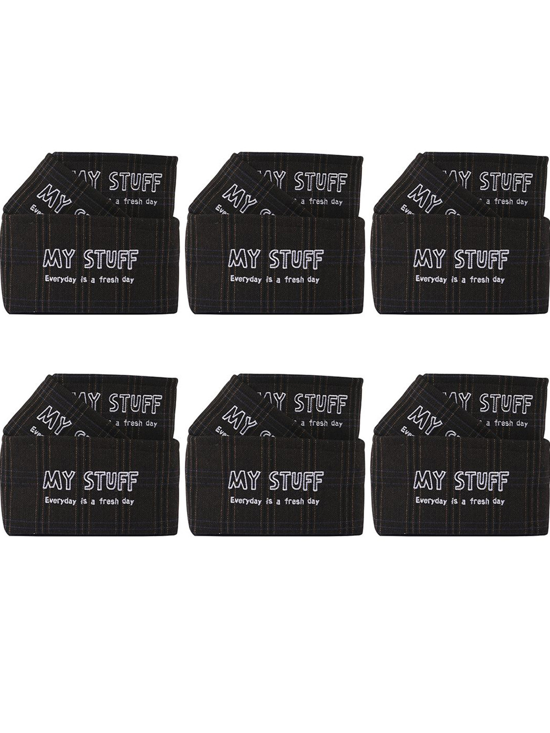 Aura Set of 18 Black Printed Cosmetic & Skincare Dressing Table Organizer