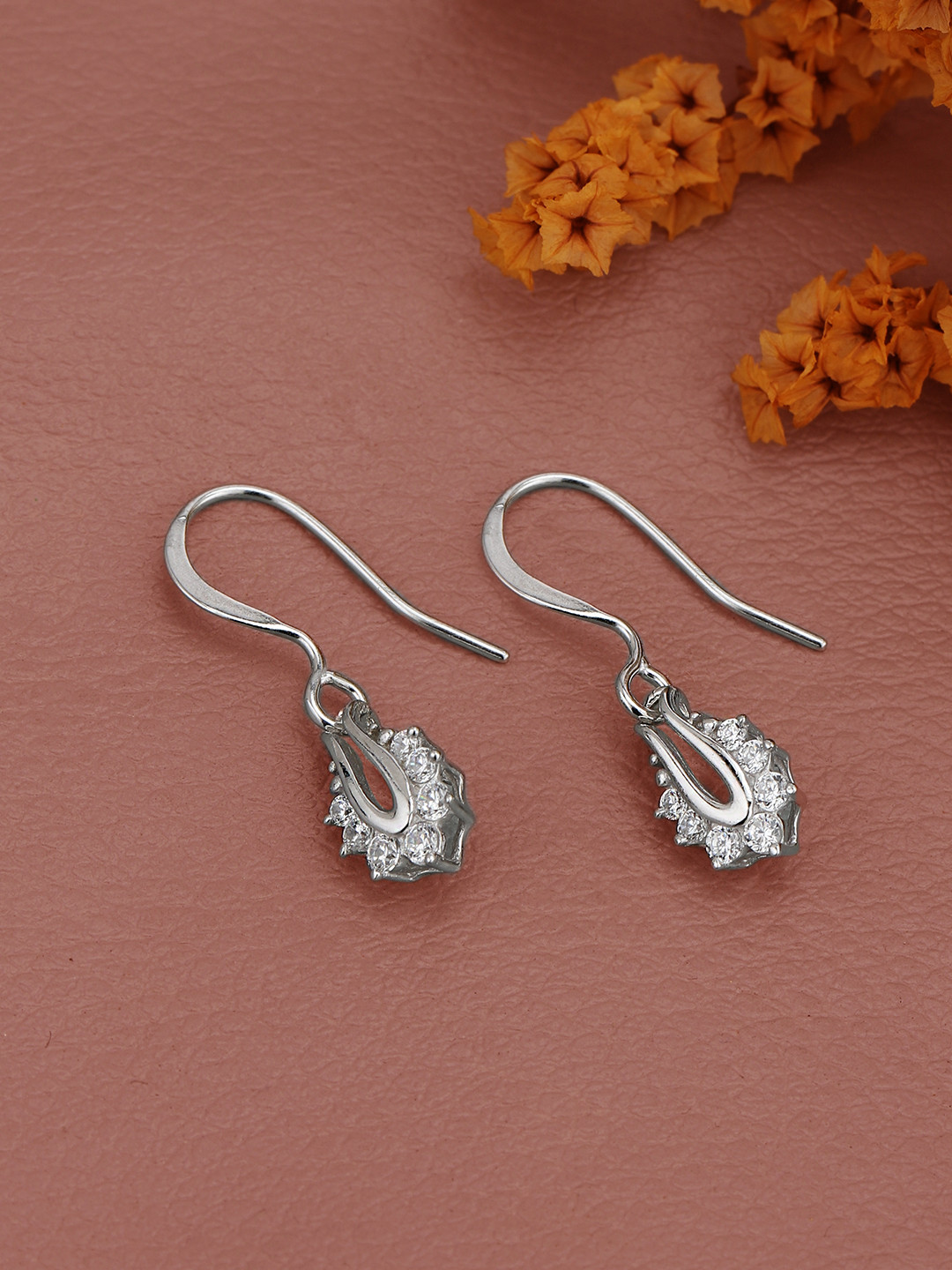 Carlton London 925 Sterling Silver Rhodium Plated Tear Drop CZ Drop Earring