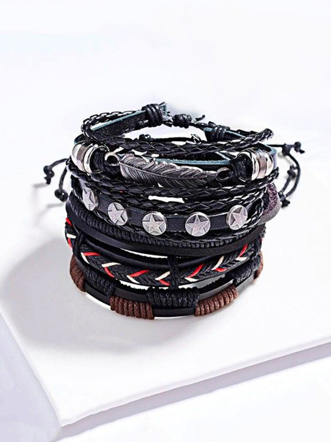 P. R. PRINTS Unisex 4 Leather Wraparound Bracelet