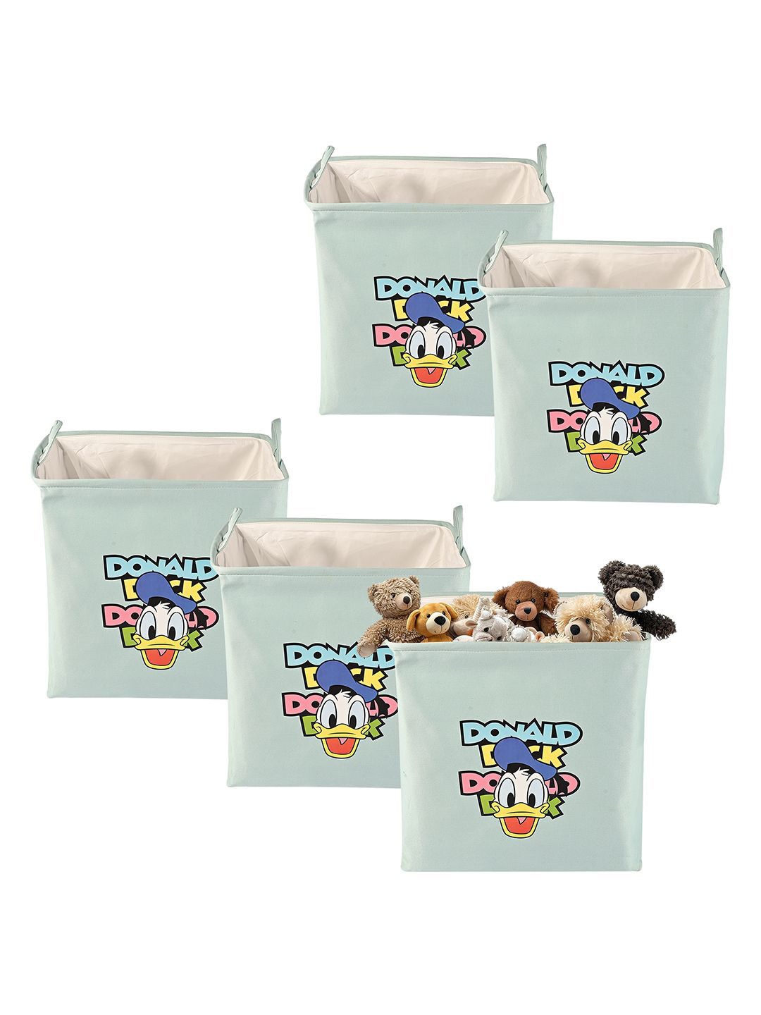 Aura Pack Of 5 Blue Foldable 75 Ltr Storage Box Big Size With Handles