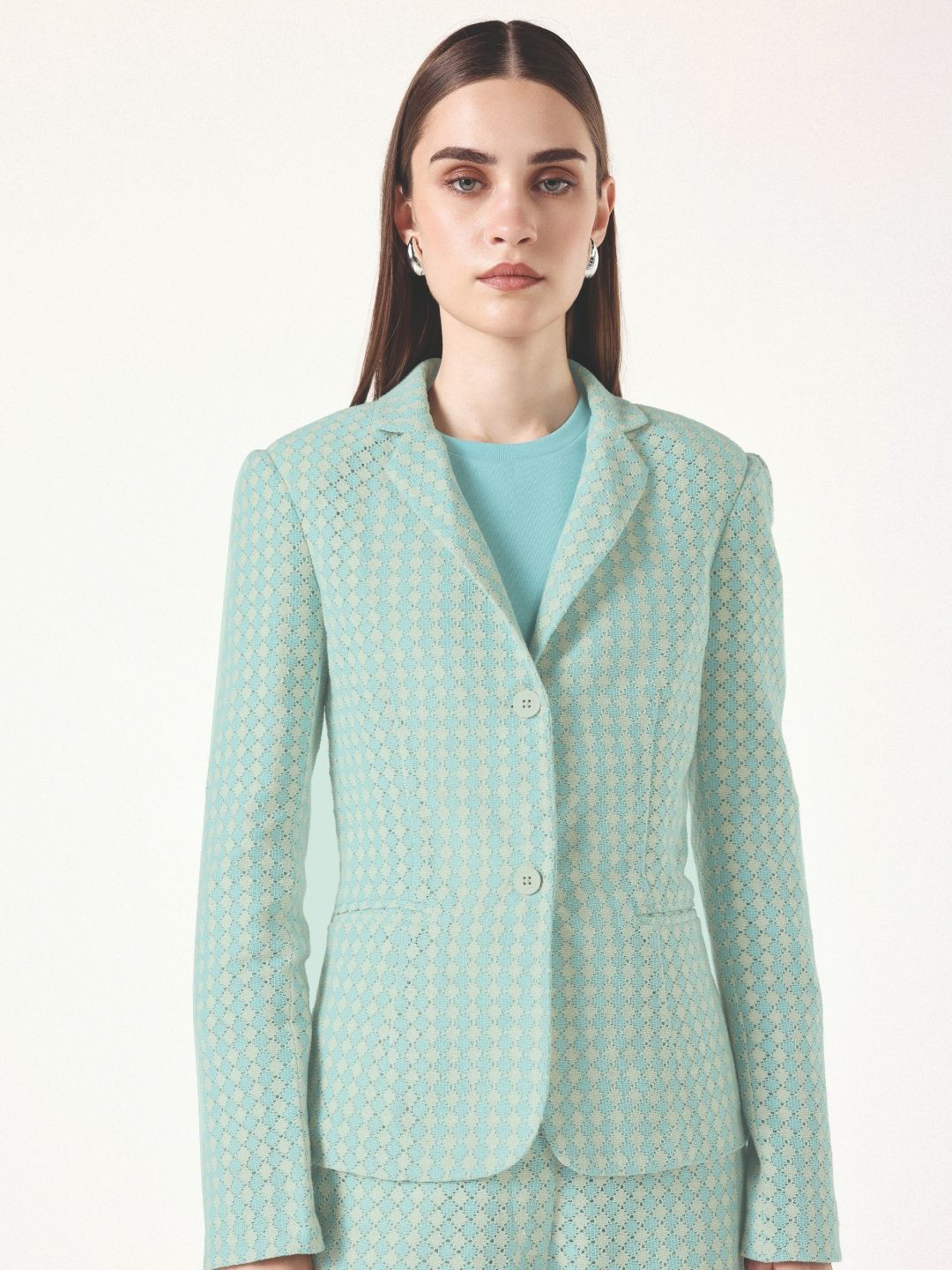 Muvazo Checked Notched Lapel T-Shirt & Trousers With Blazer Co-ords