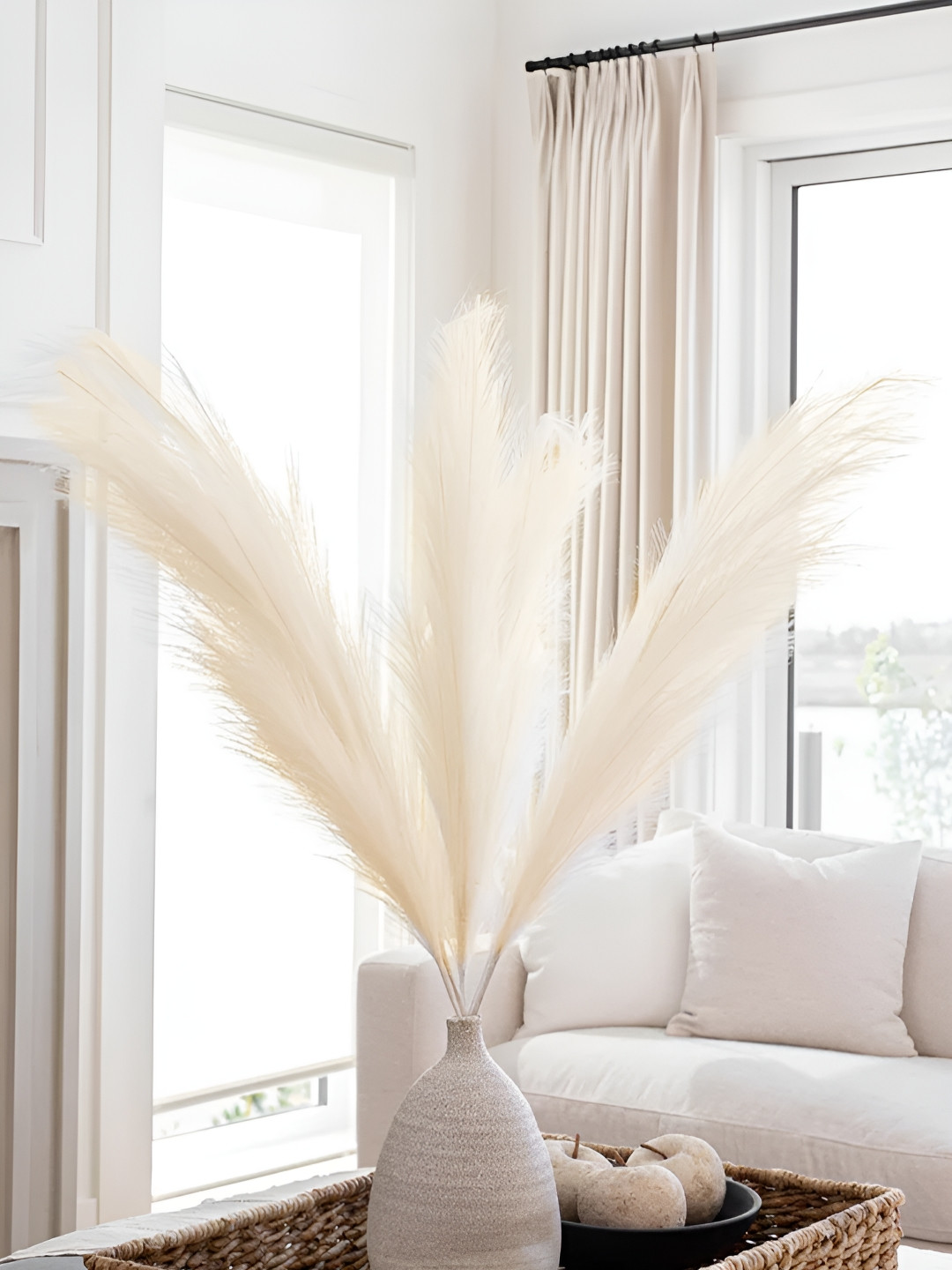 Art Street Off-White Artificial Pampas Faux Non-Shedding Feather Grass