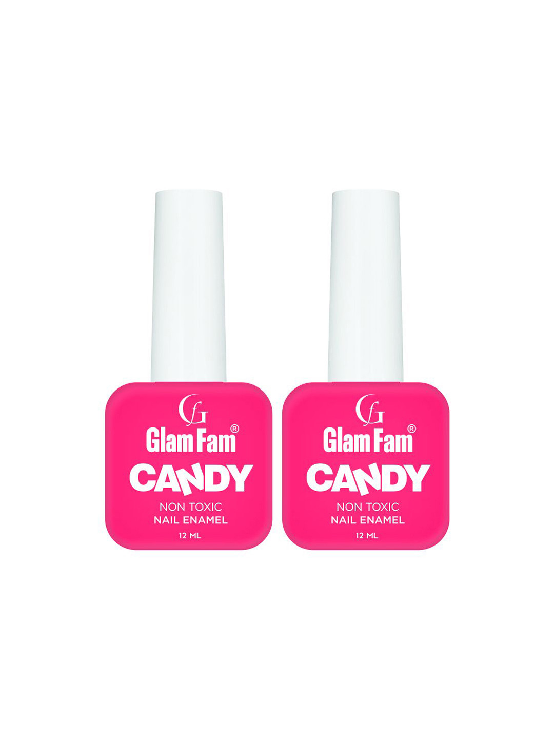 GlamFam Set Of 2 Candy Non Toxic Nail Enamel - 12 ml Each - Flamingo Pink - 03