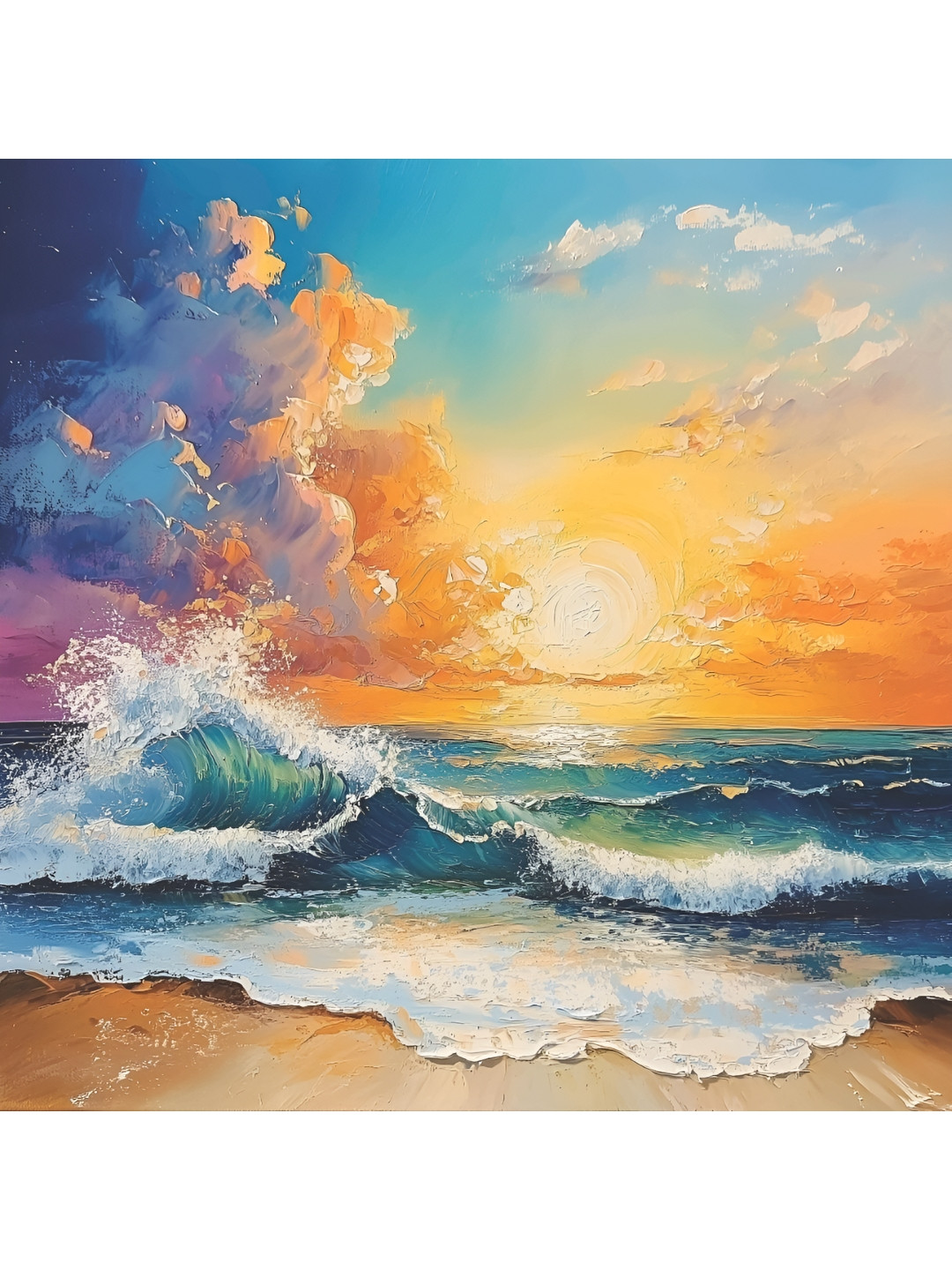 Viventiq Sea Sunrise Painting for Home Without Frame