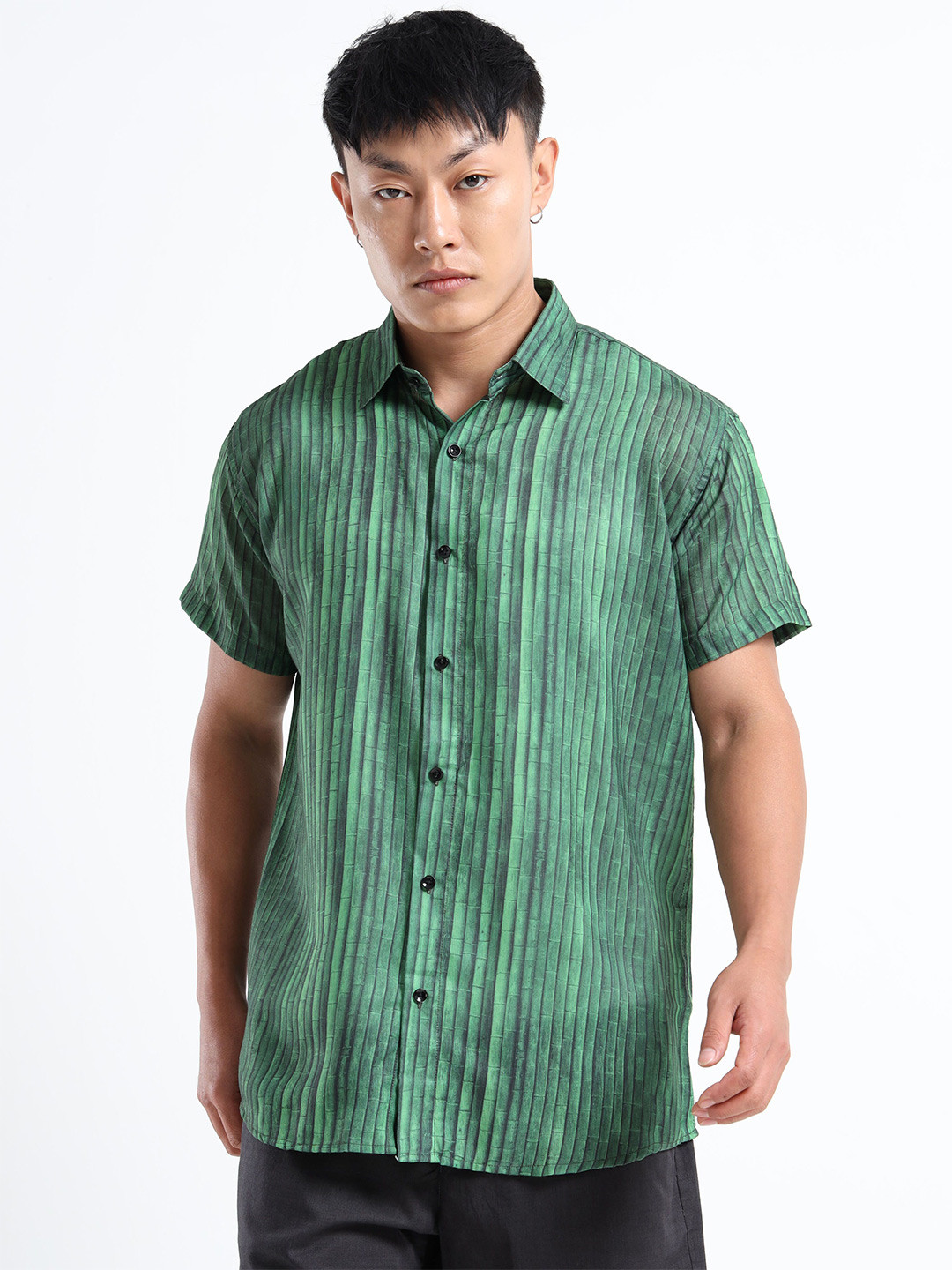 THE BEETEL HOUSE Bamboo Texture Printed Casual Shirt