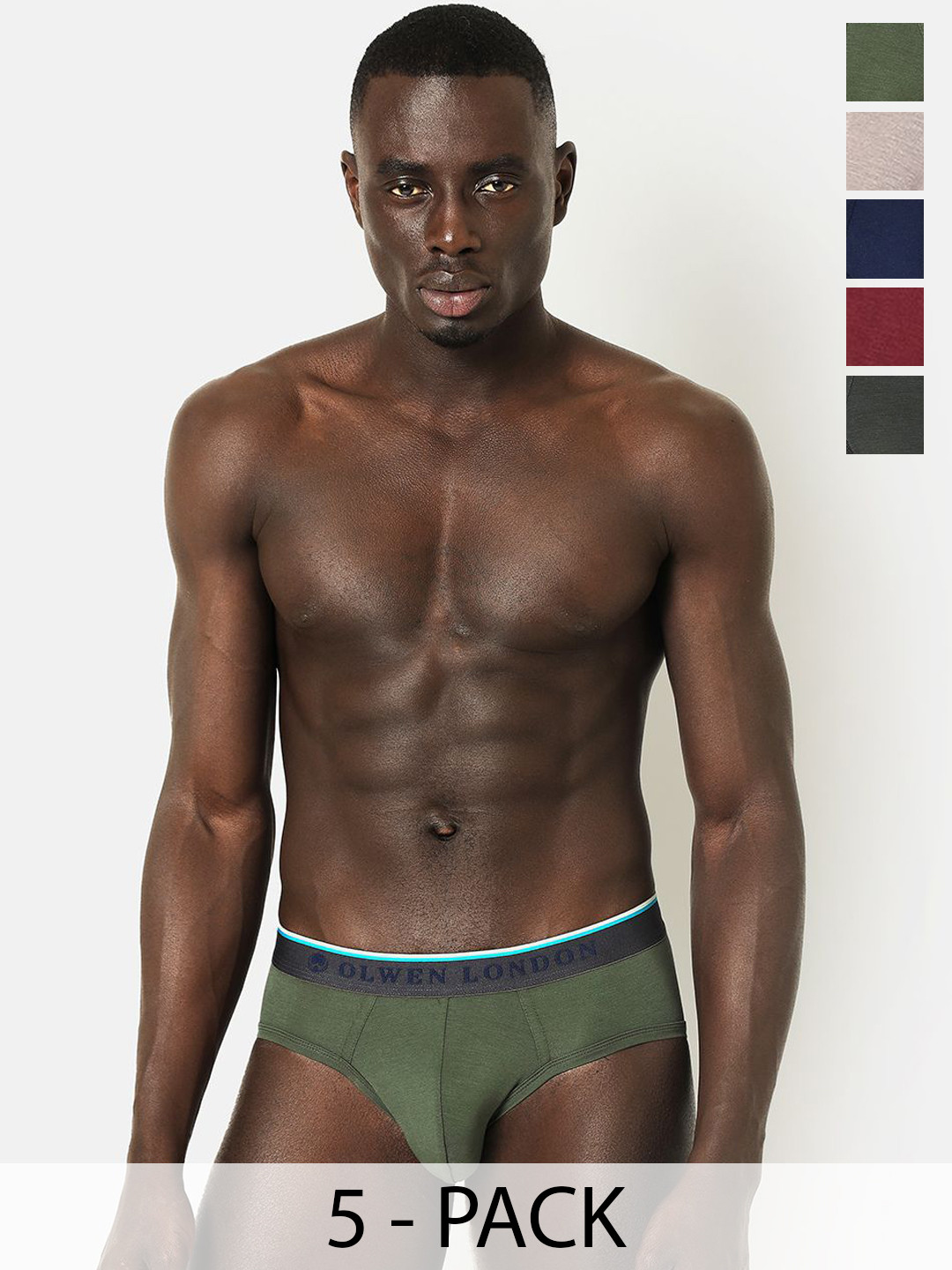 OLWEN Pack Of 5 Hipster Briefs + 5-Ivy-Wine Noir-Platinum-Imperial-Pebbel-S