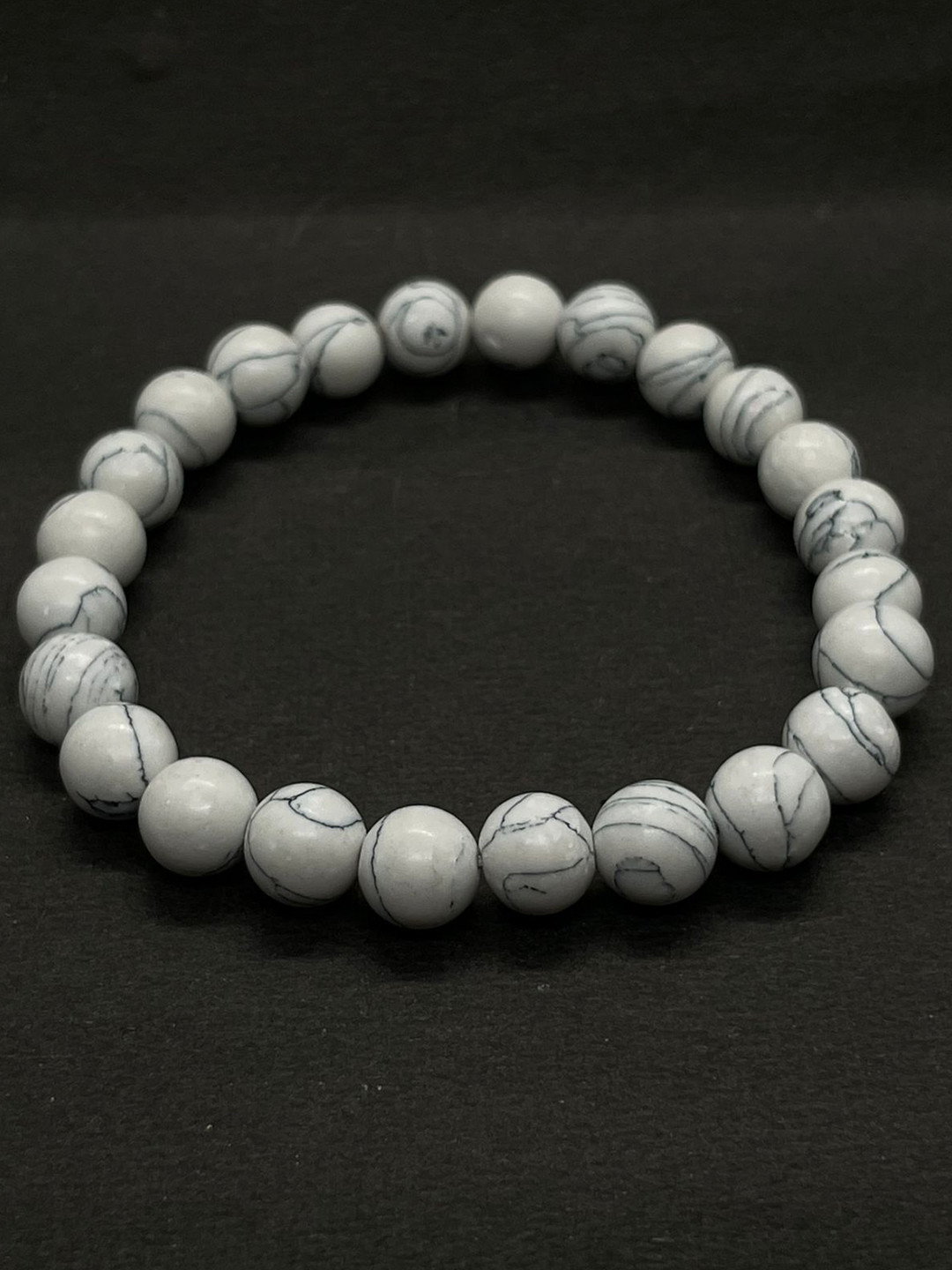 Divine souvenirs Unisex Howlite Beaded Elasticated Bracelet
