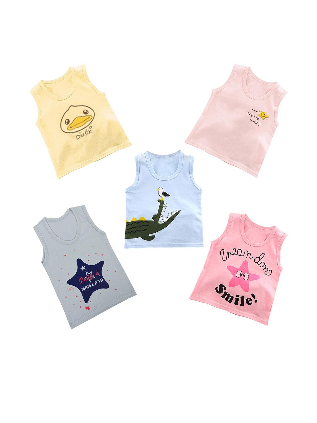 MumsLap Kids 5 Printed Pure Cotton Anti Odour T-shirt