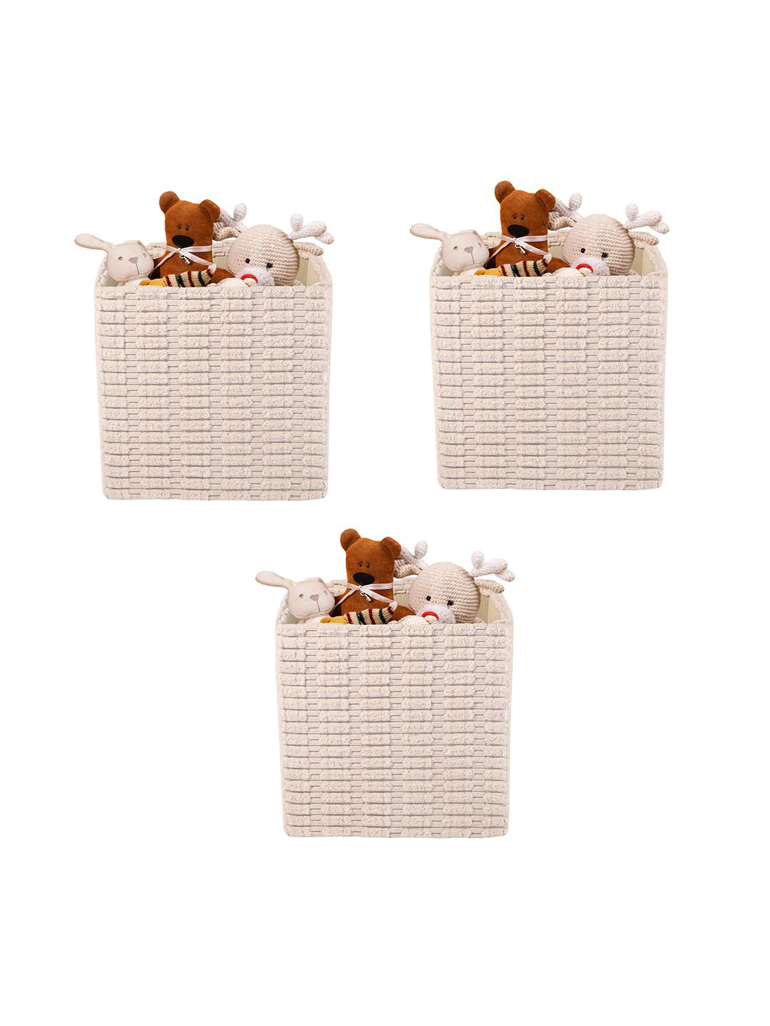 Aura 3 Pcs White Storage Box for Clothes with Handle