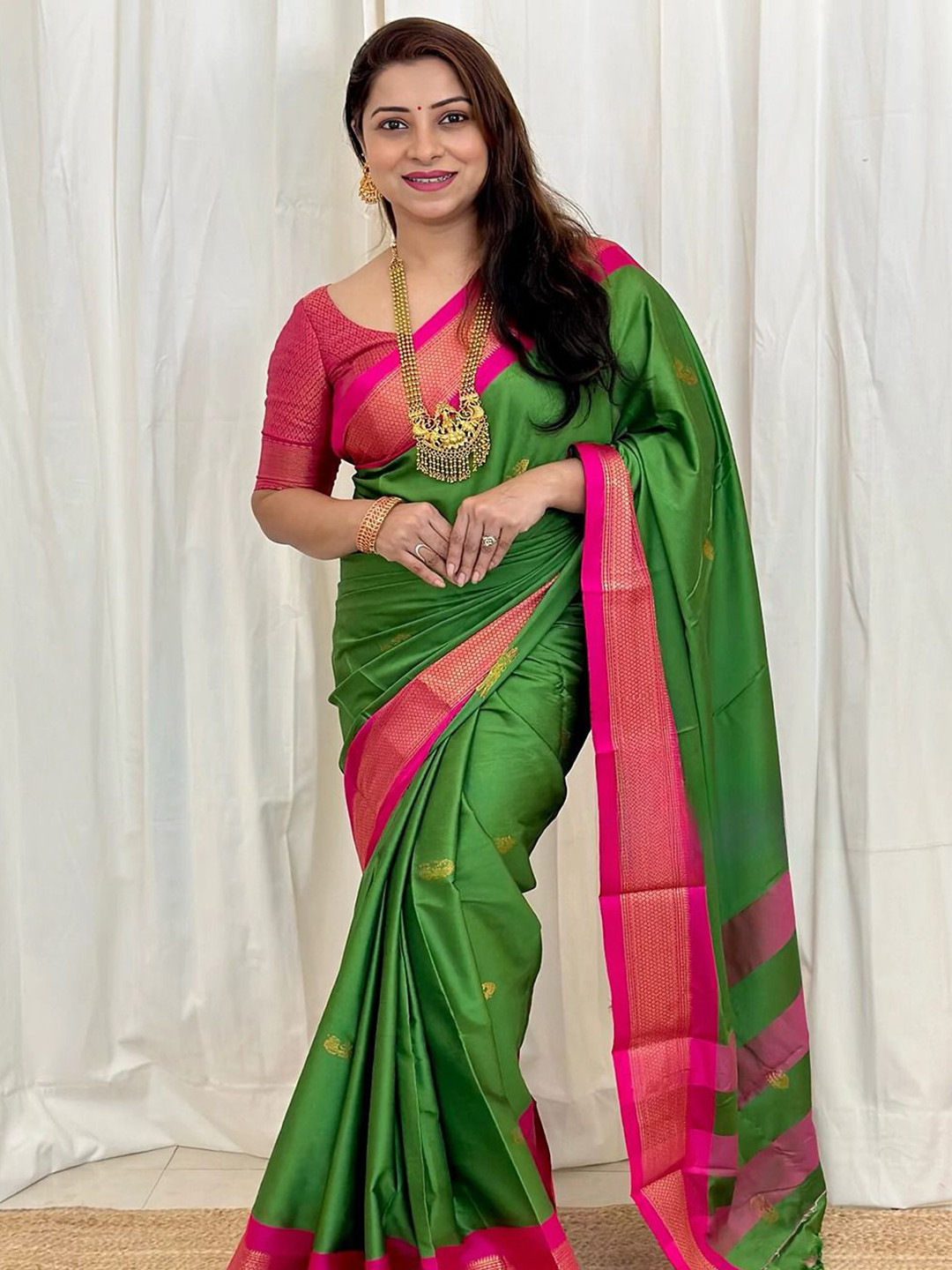 all about you Ethnic Motifs Woven Design Zari Kanjeevaram Saree