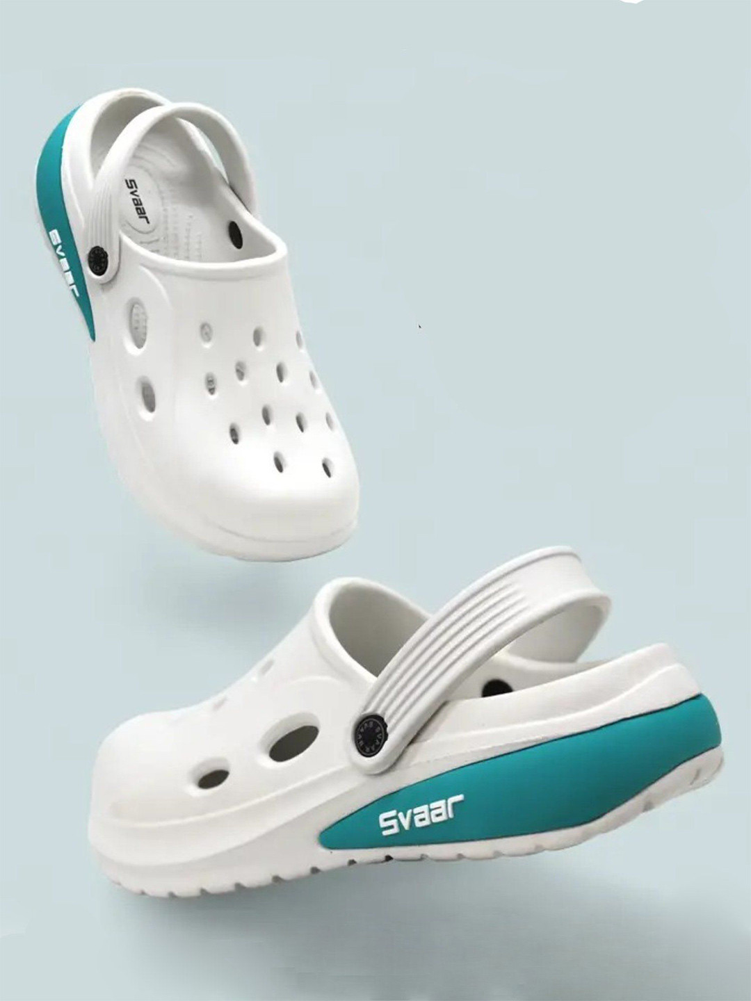 Svaar Men Colourblocked Comfortable Lightweight Textured Clogs with Back Strap