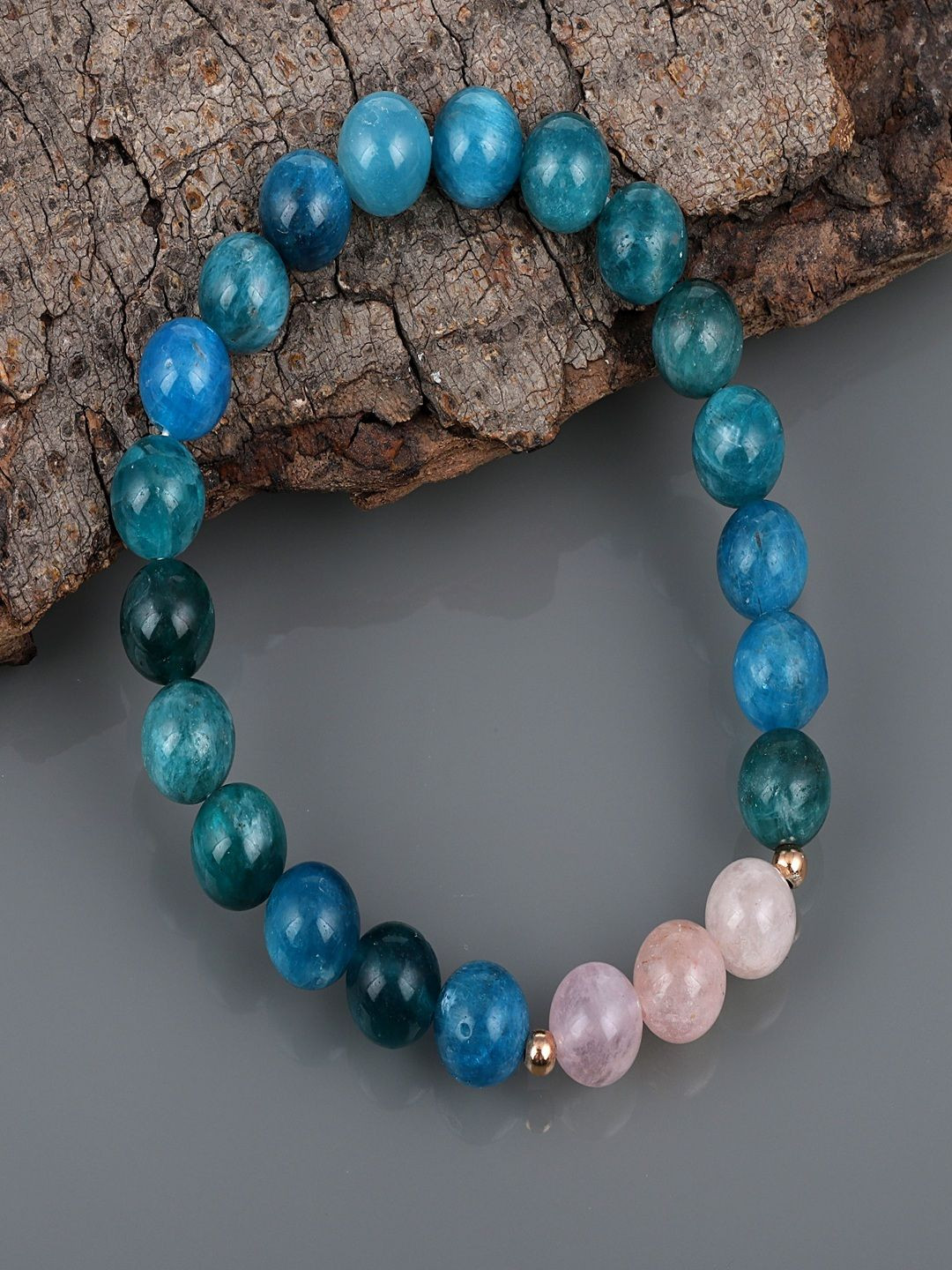 Nirvana Unisex Sterling Silver Morganite Rose Gold-Plated Bracelet