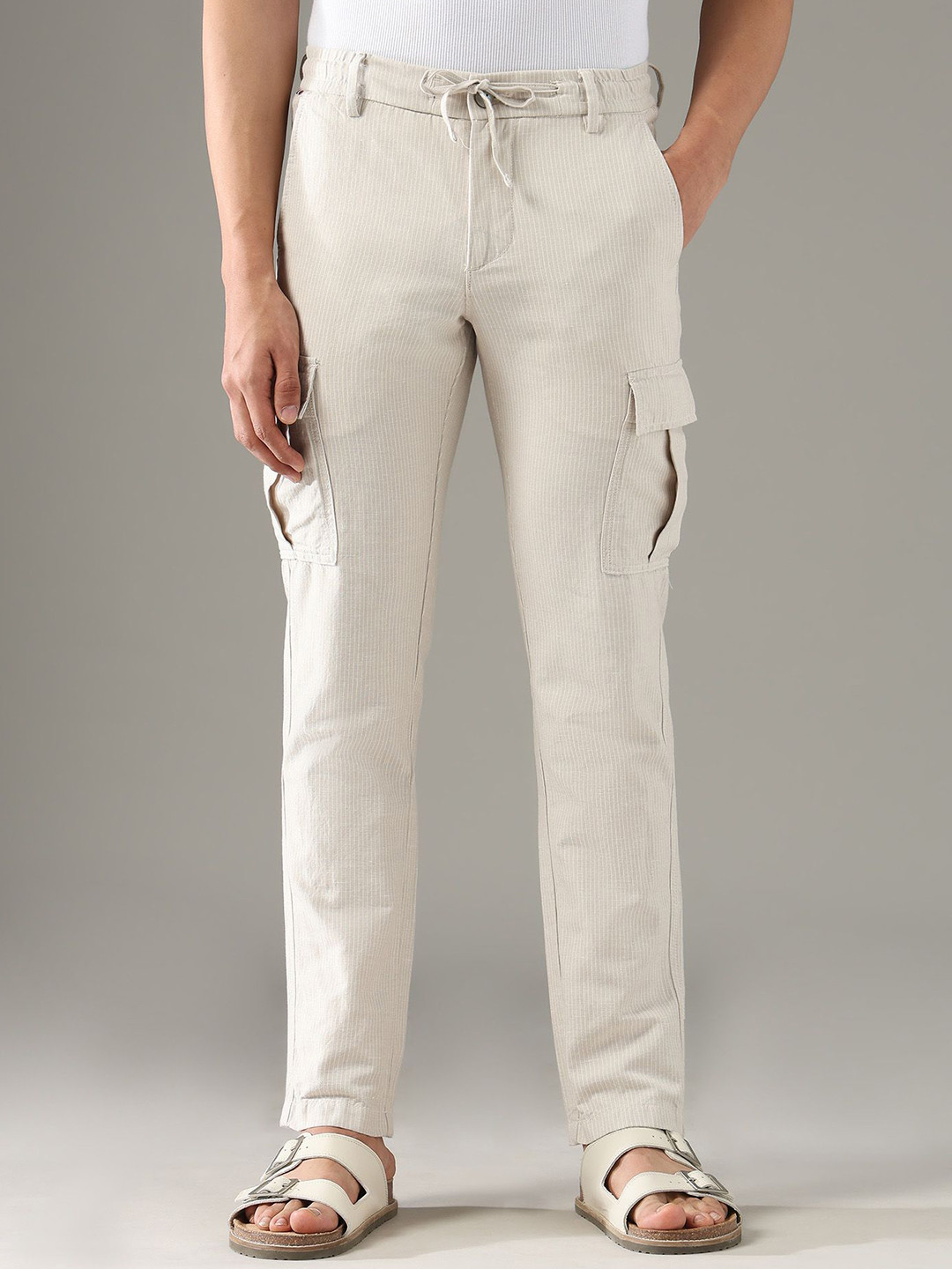 Arrow Sport Spring Sorbet Men Striped Slim Fit Cargos Trousers