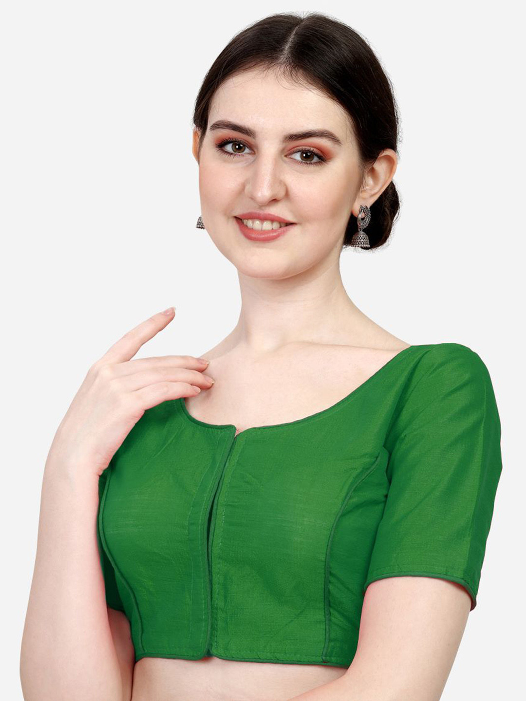 HERE&NOW Soft Silk Round Neck Readymade Saree Blouse