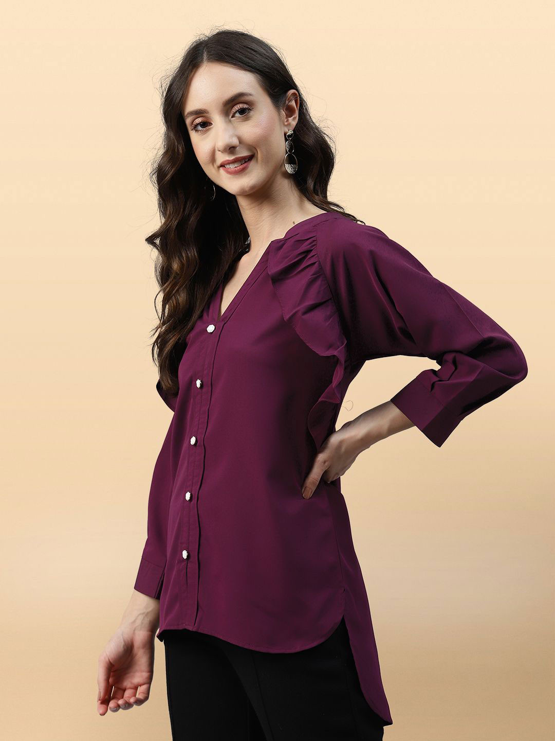 Anouk Rustic V-Neck Ruffled  Tunics