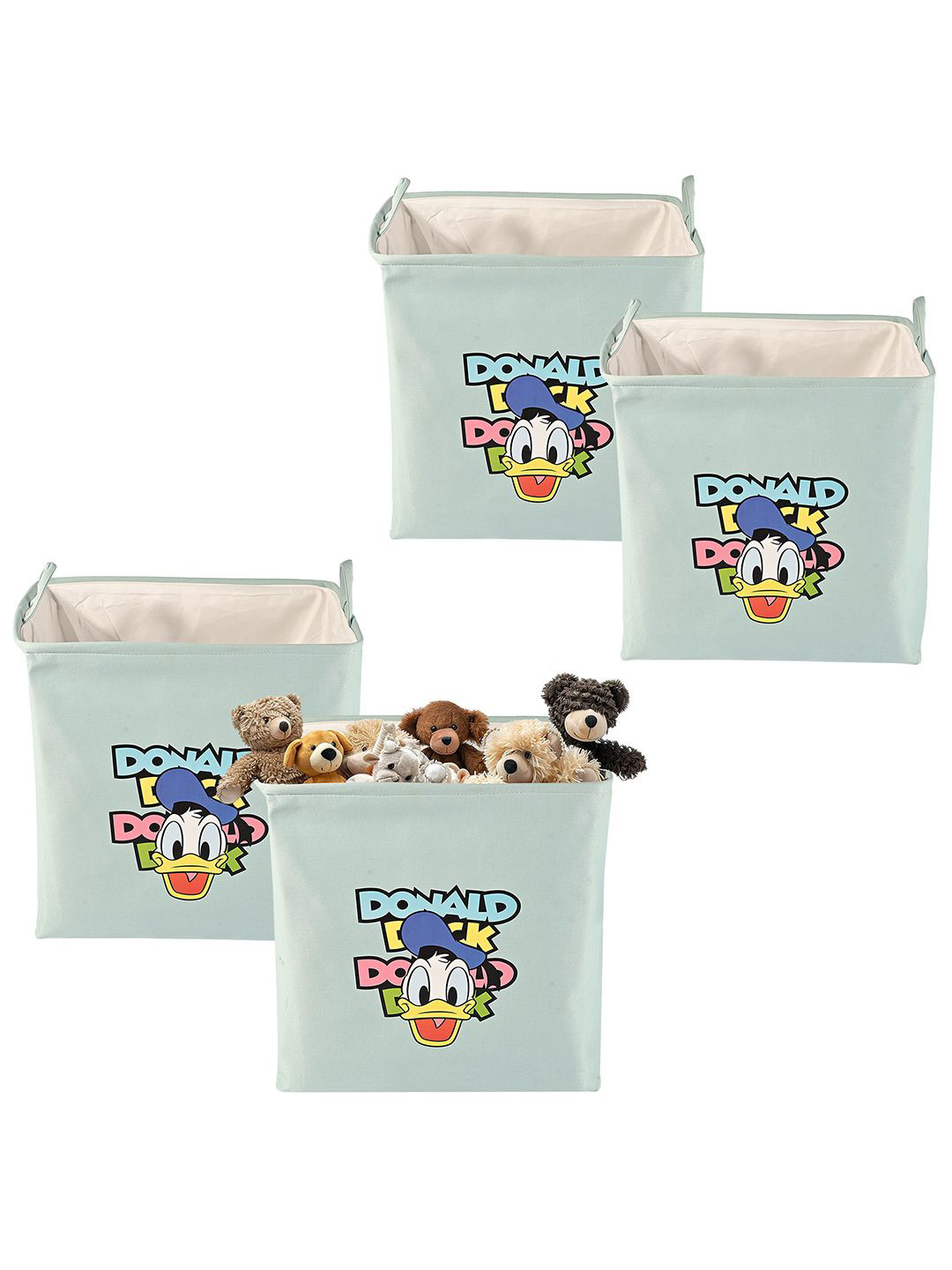 Aura Blue & White 4 Pieces Foldable Storage Box With Handles