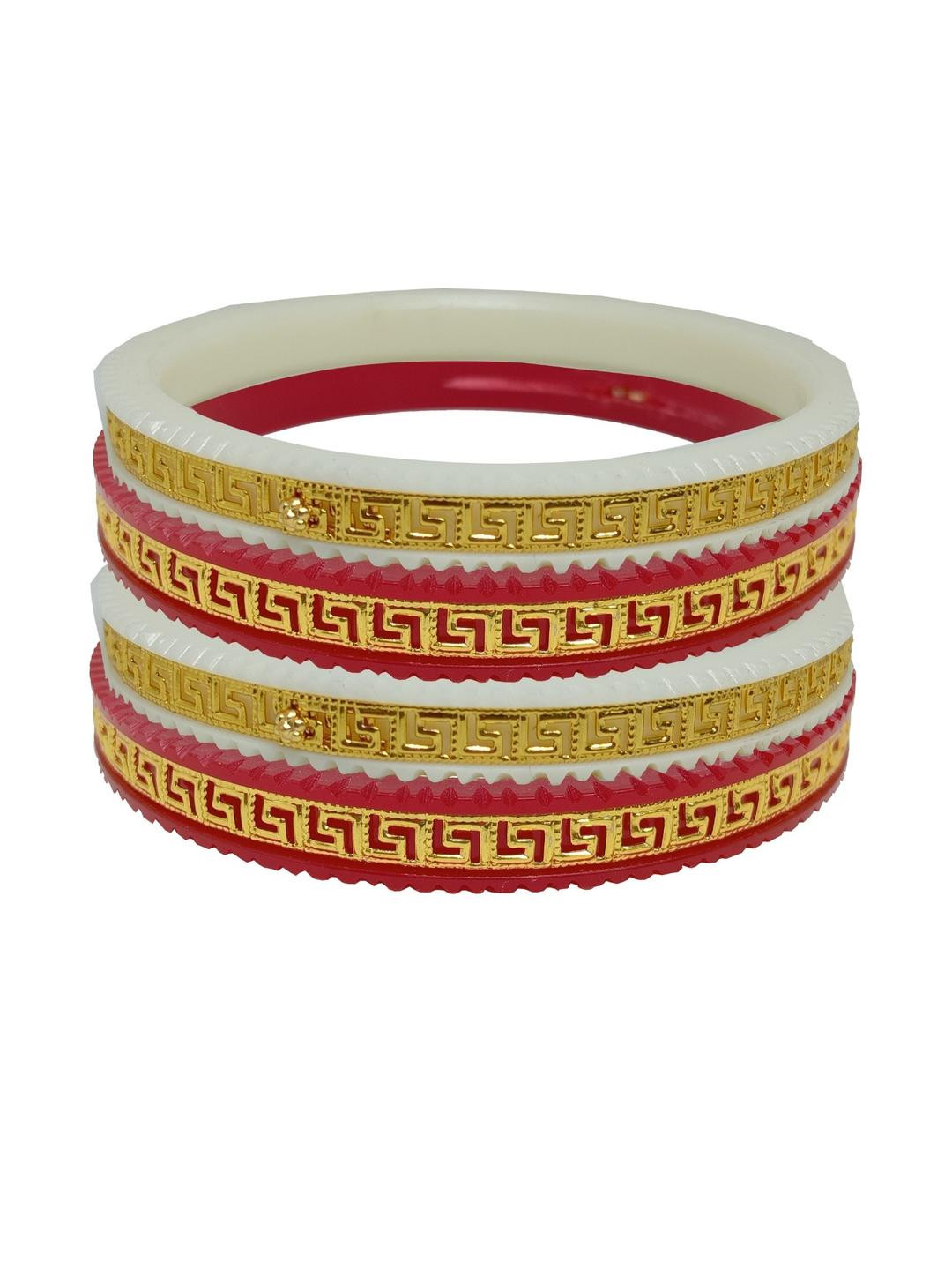 BOVZEN Women Gold Plated Acrylic Shakha Pola Bangles