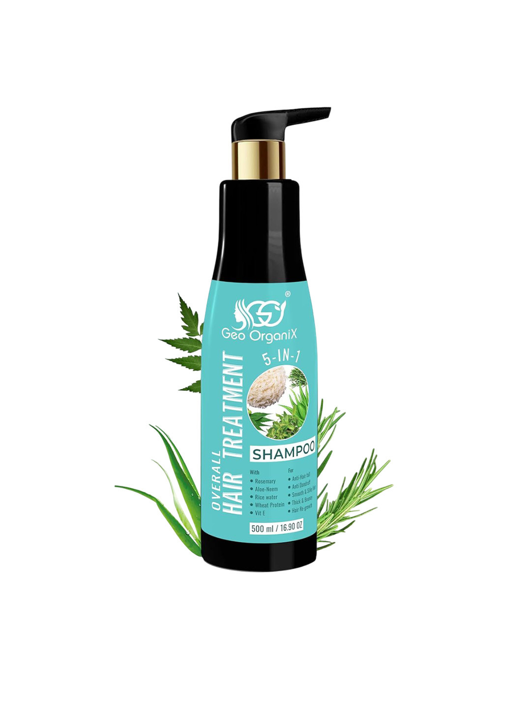 Geo OrganiX Herbal Hair Shampoo 5 In 1 Overall Hair Treatment With Rosemary- 500 ml