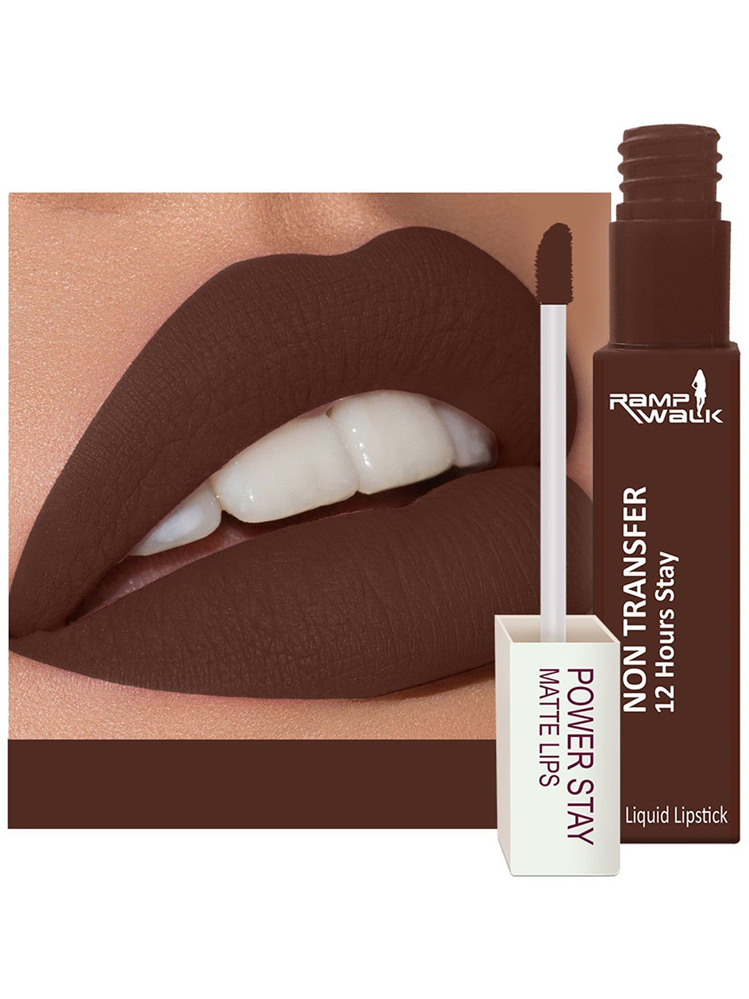 Ramp Walk Powerstay Non-Transfer 12-Hour Long Lasting Liquid Lipstick- 5 ml- Brown- 16